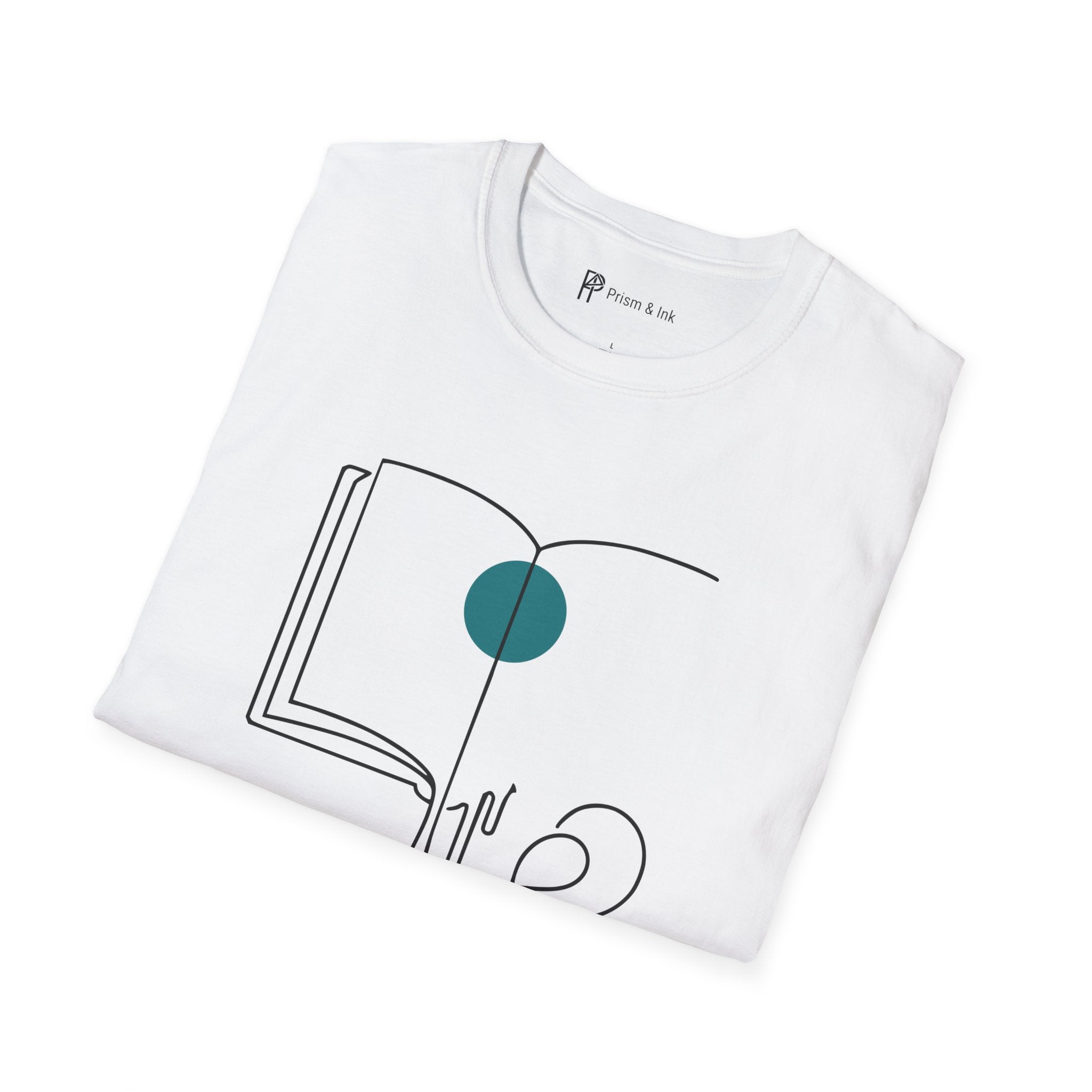 Brewed Knowledge T-Shirt — Minimalist Book and Coffee Drip