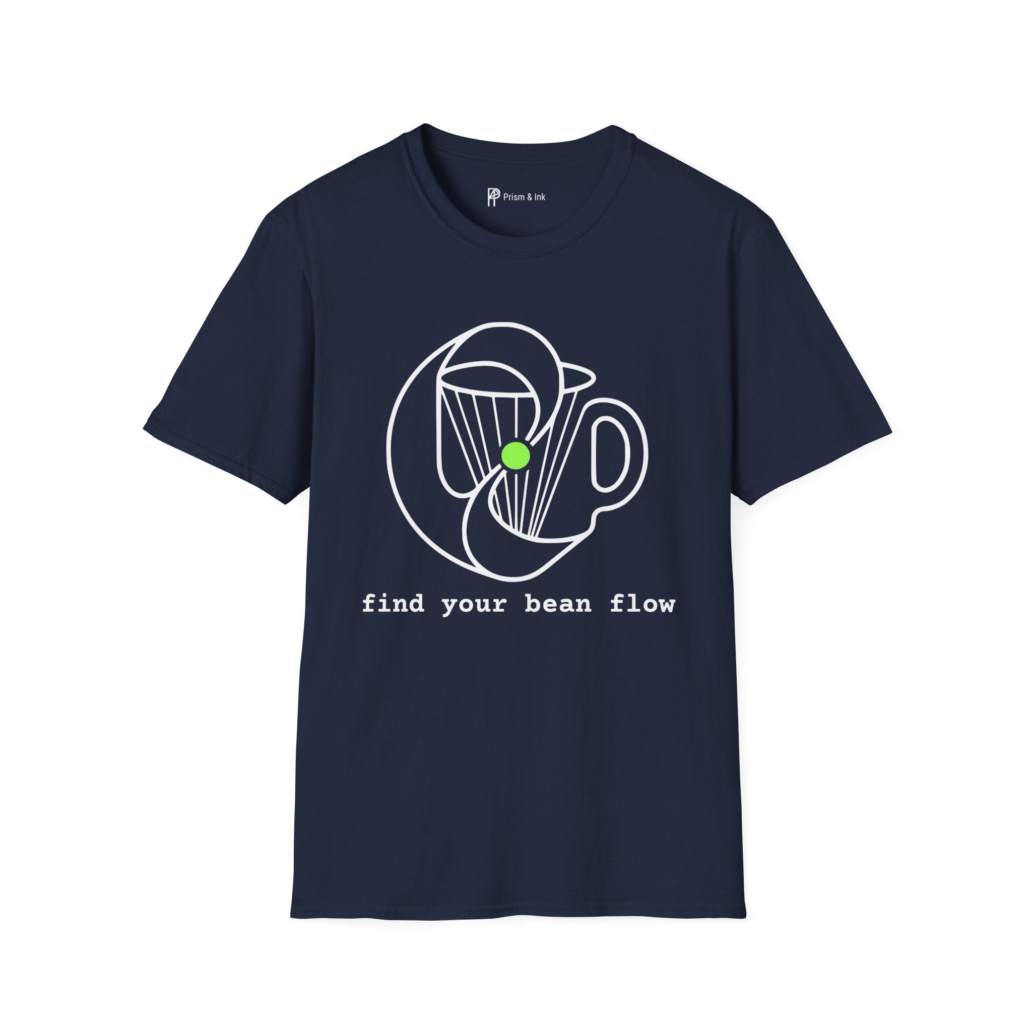 Find Your Bean Flow T-Shirt — Minimalist Coffee Ritual & Bio-Rhythm Line Art