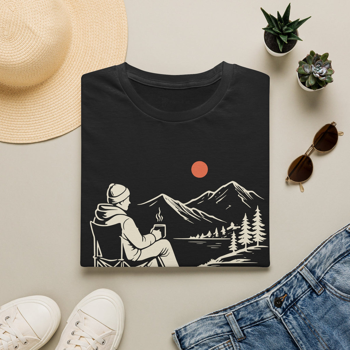 Quiet Coffee Escape Mountain Camping T-Shirt