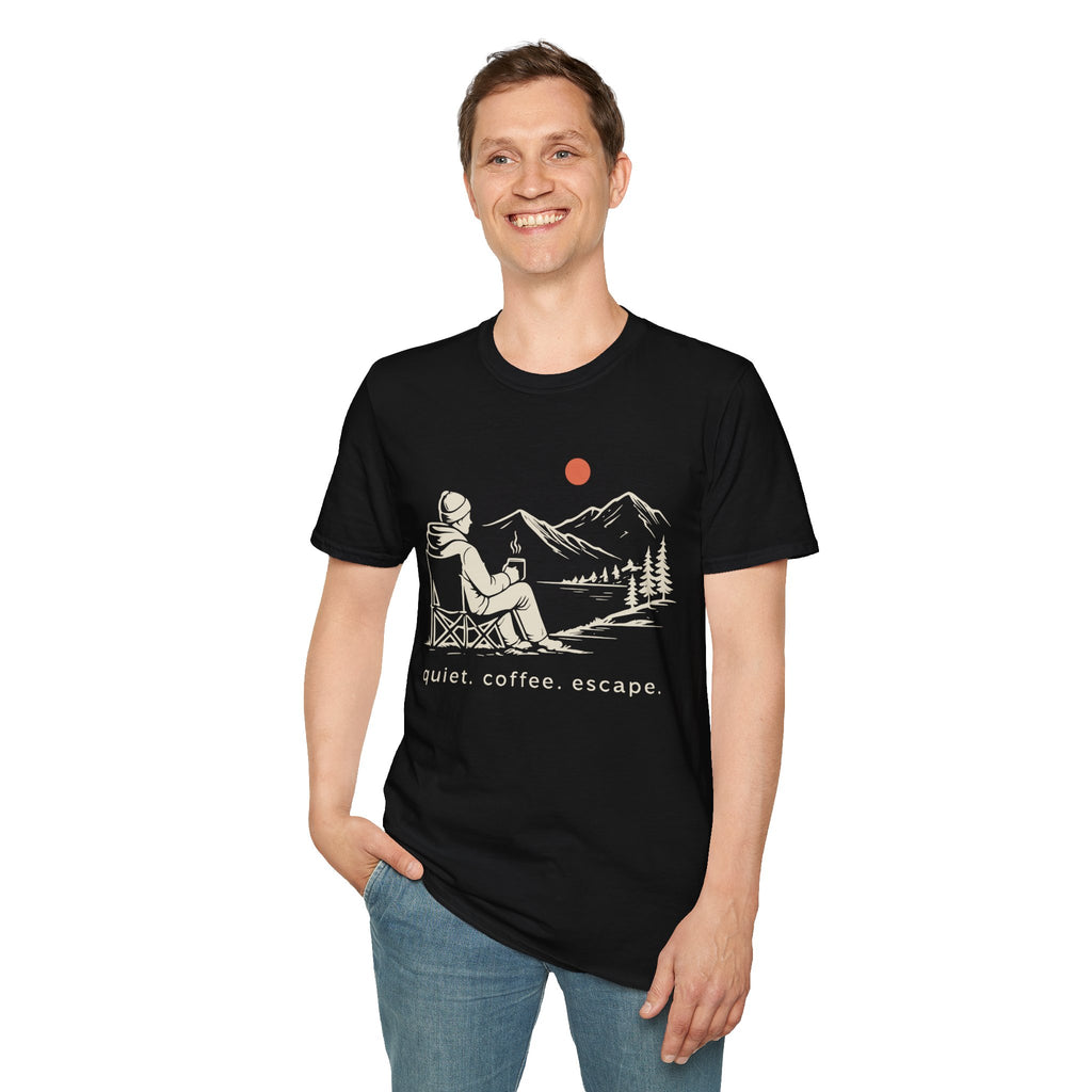 Quiet Coffee Escape Mountain Camping T-Shirt