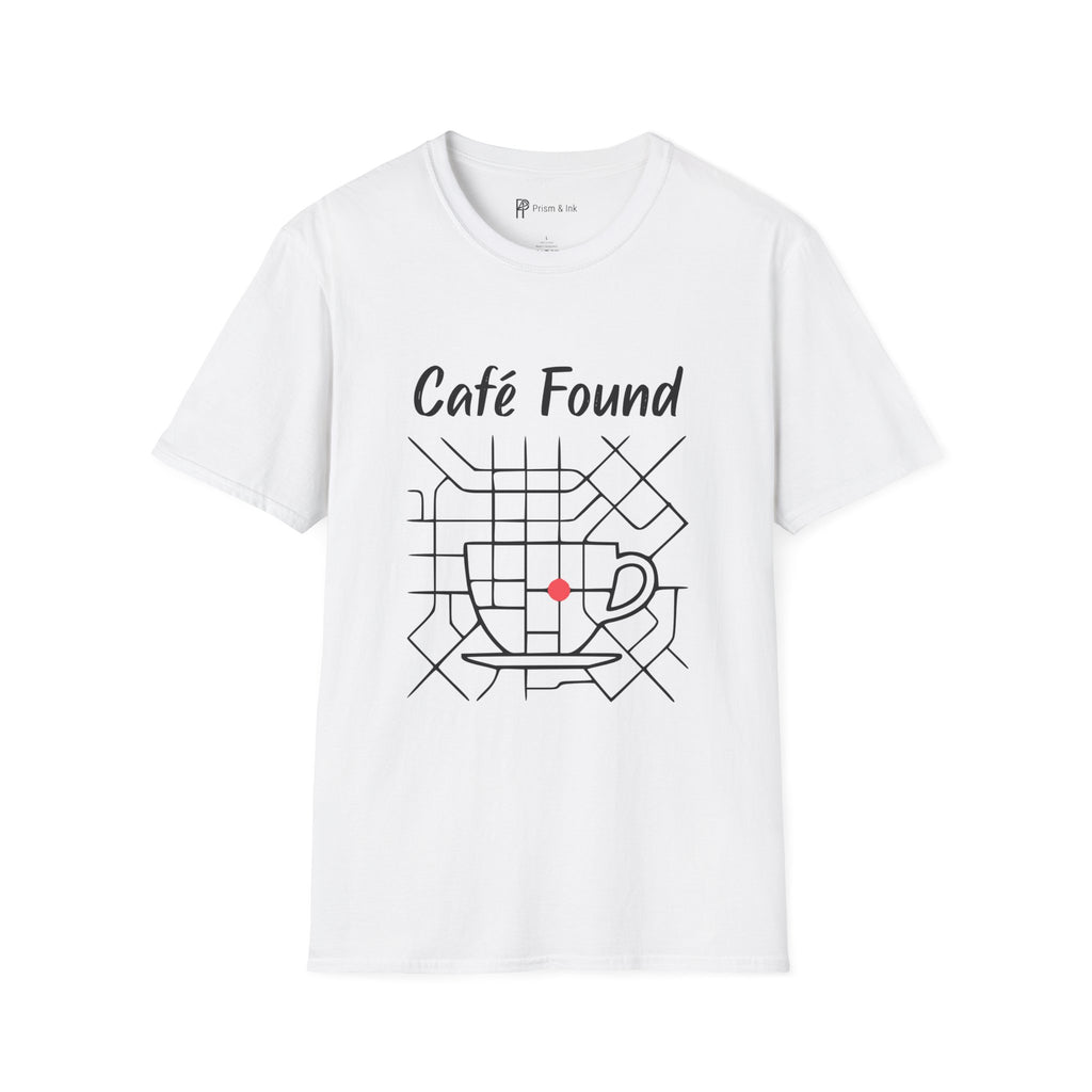 Café Found T-Shirt — Urban Map Grid and Cup Graph