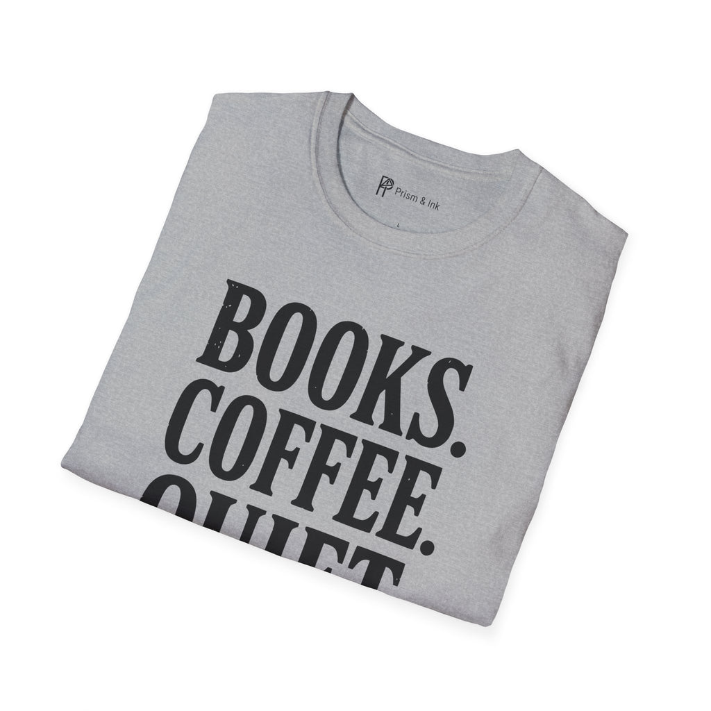 Books Coffee Quiet Minimalist Introvert T-Shirt