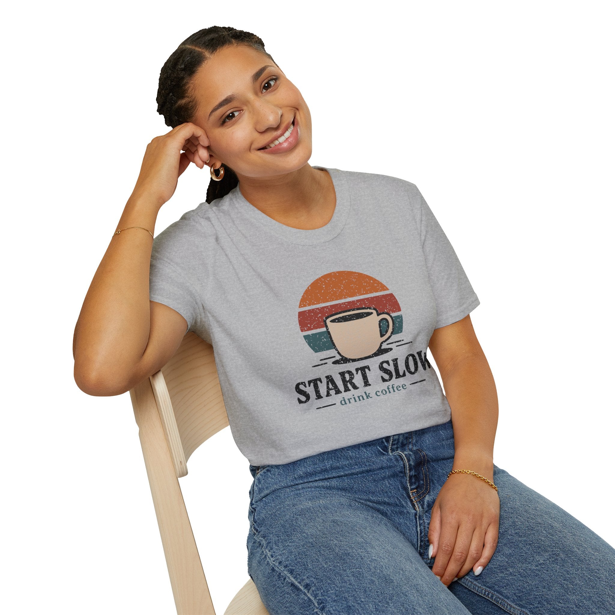 Start Slow Retro Sunset Coffee Ritual T-Shirt