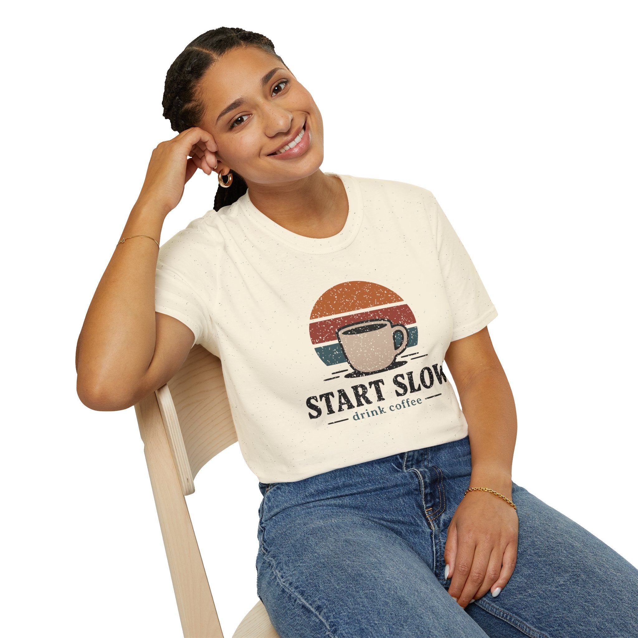 Start Slow Retro Sunset Coffee Ritual T-Shirt