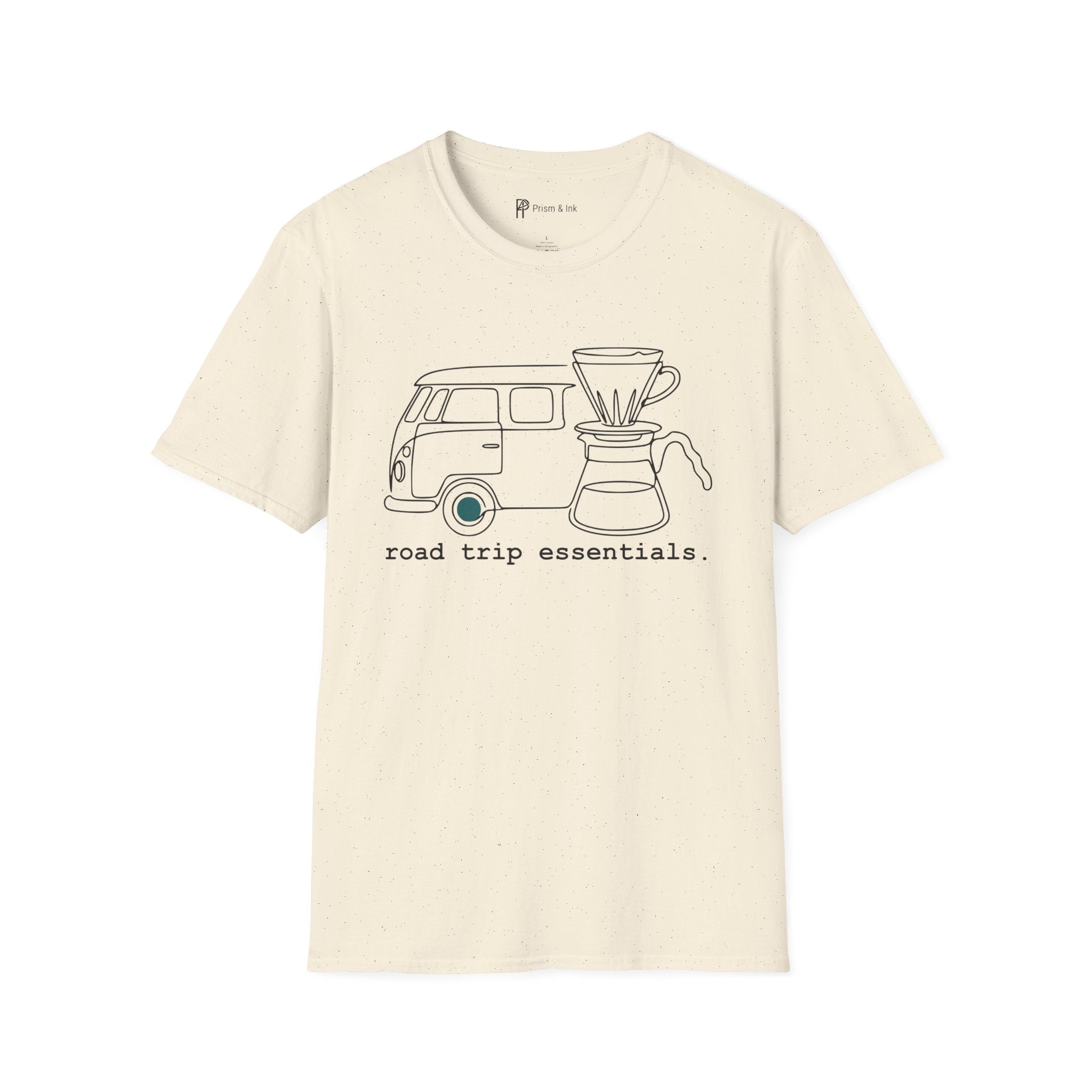 Road Trip Essentials Camper Van & Pour Over Coffee T-Shirt