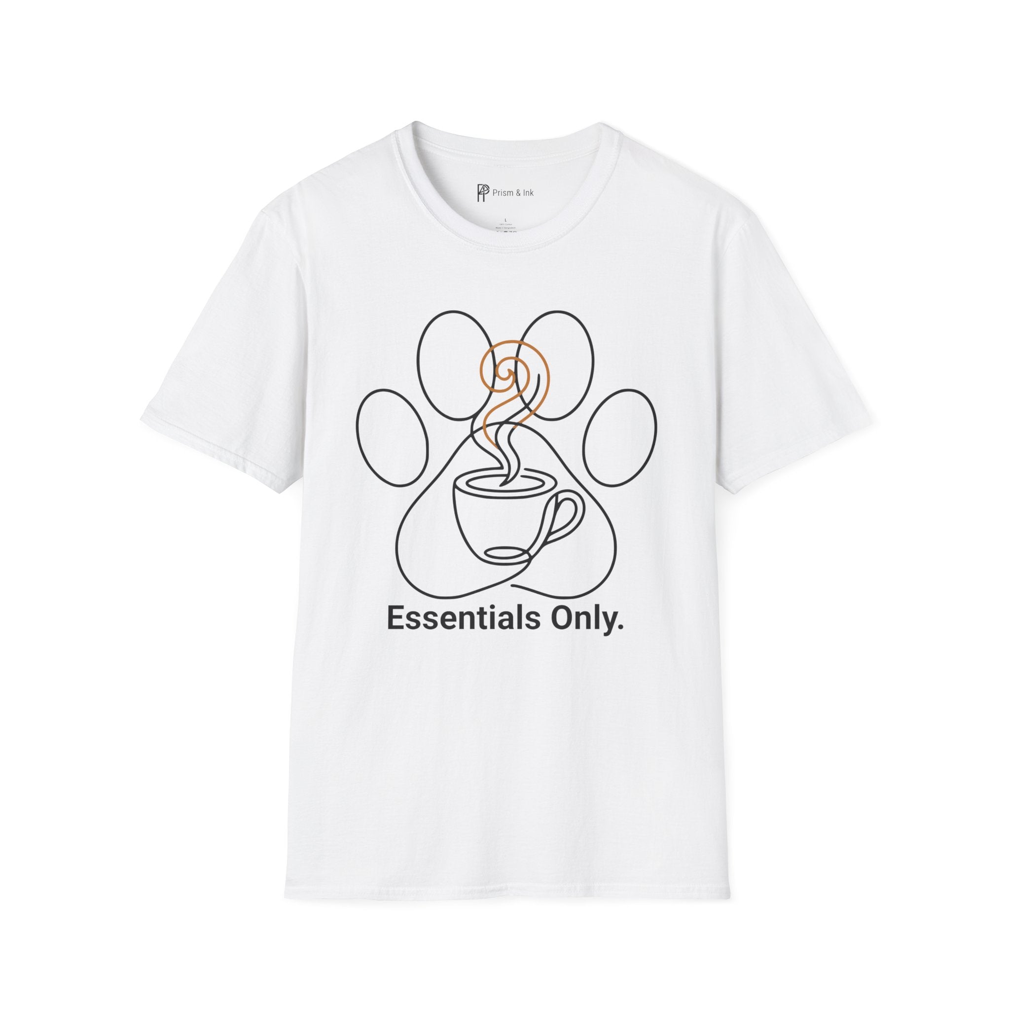 Minimalist Paw and Coffee Cup T-Shirt