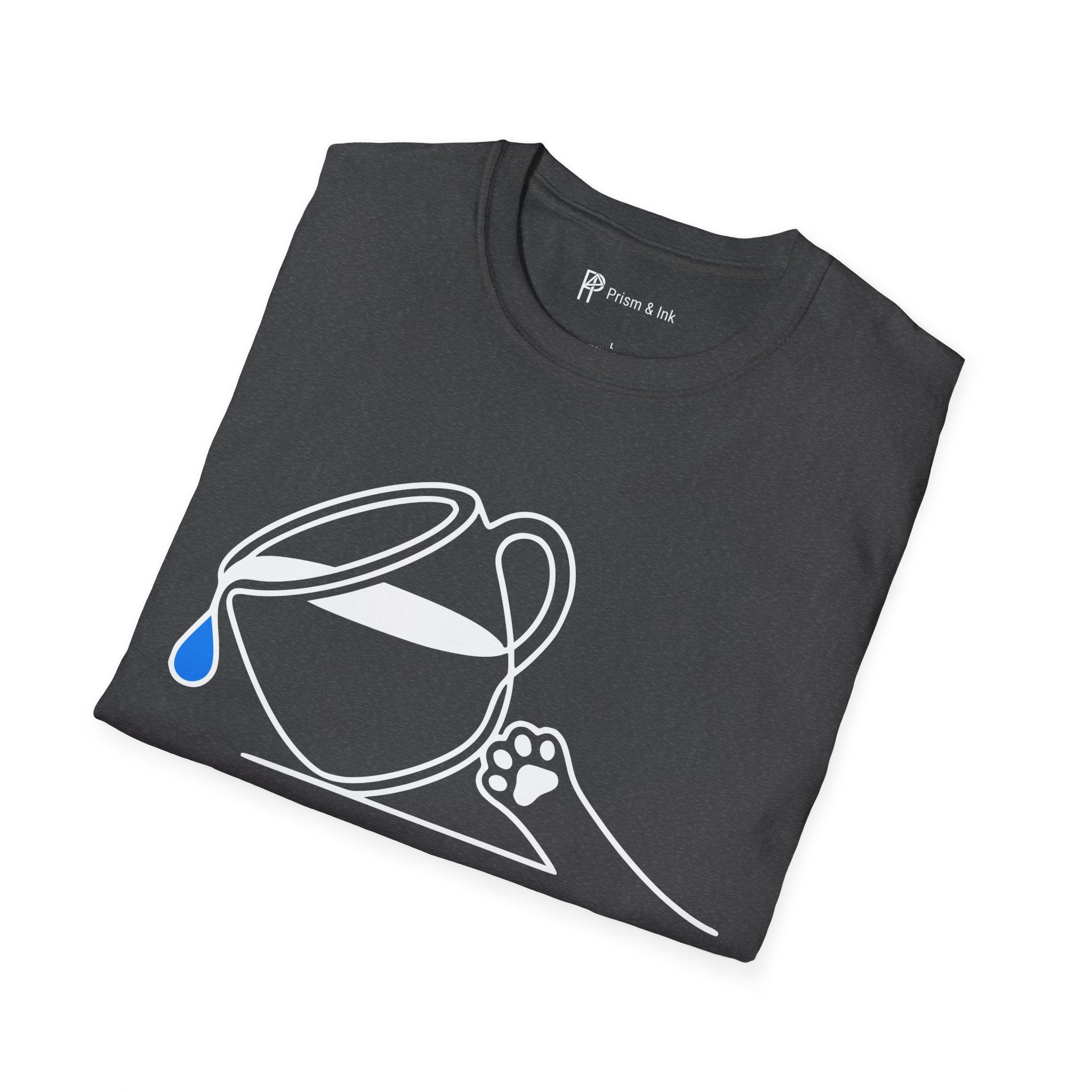 Pure Brewing Paws T-Shirt — Minimalist Coffee Drop & Pet Paw Graphic