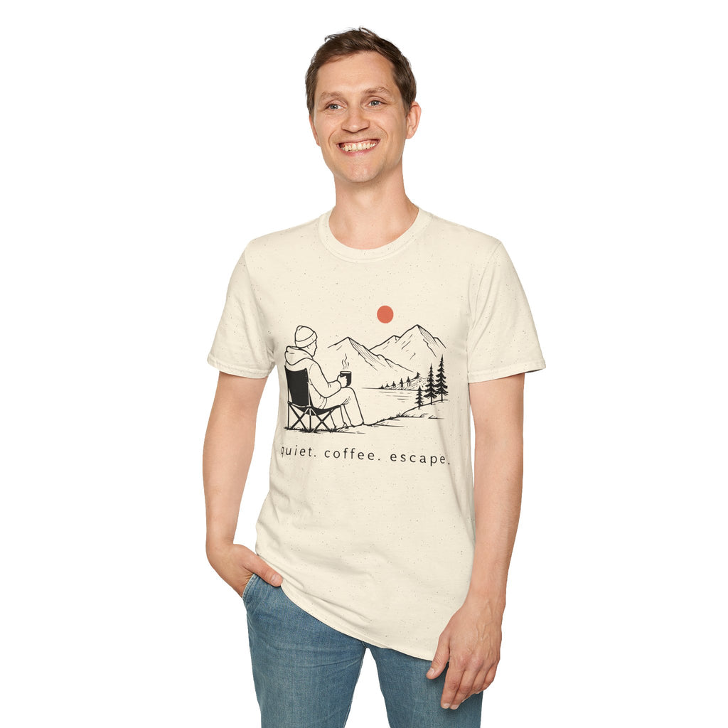 Quiet Coffee Escape Mountain Camping T-Shirt