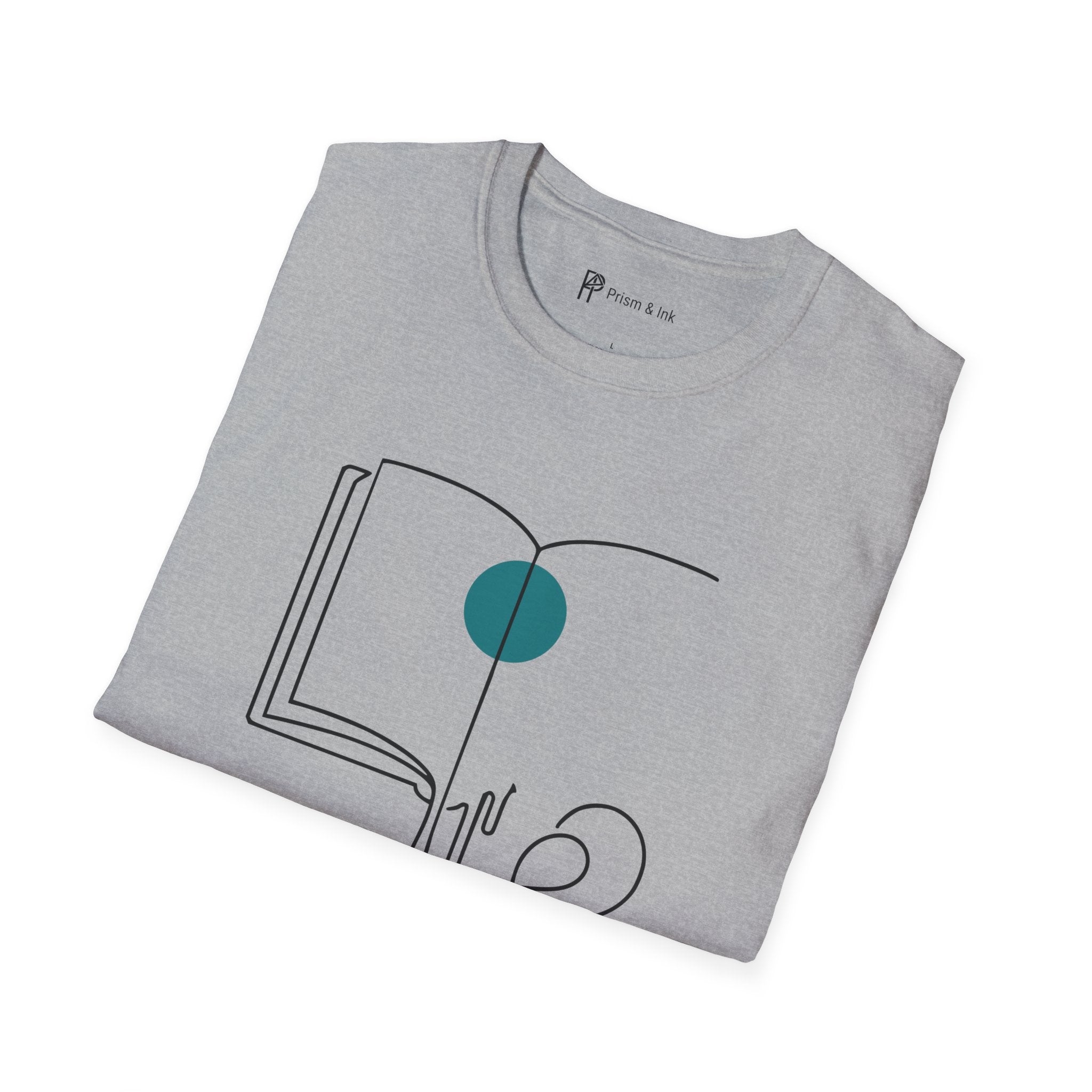 Brewed Knowledge T-Shirt — Minimalist Book and Coffee Drip