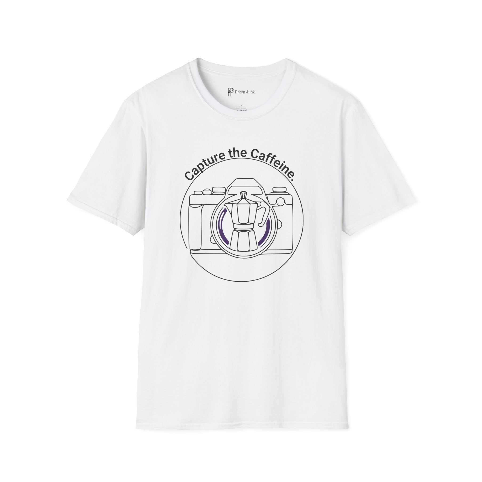 Capture the Caffeine Camera & Moka Pot T-Shirt
