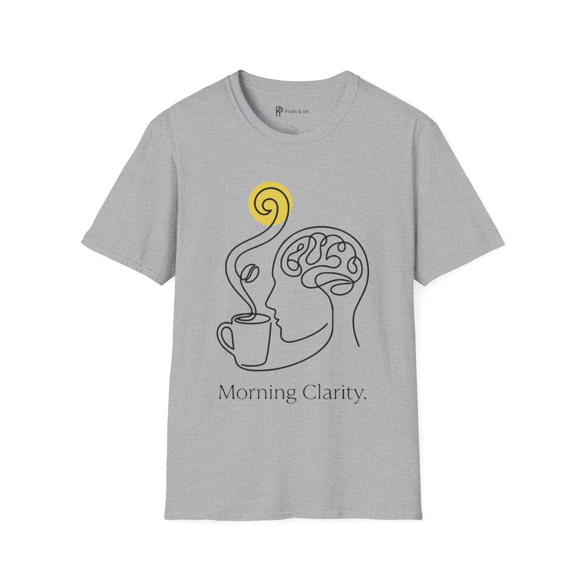 Morning Clarity T-Shirt — Minimalist Neural Brew & Brain Line Art