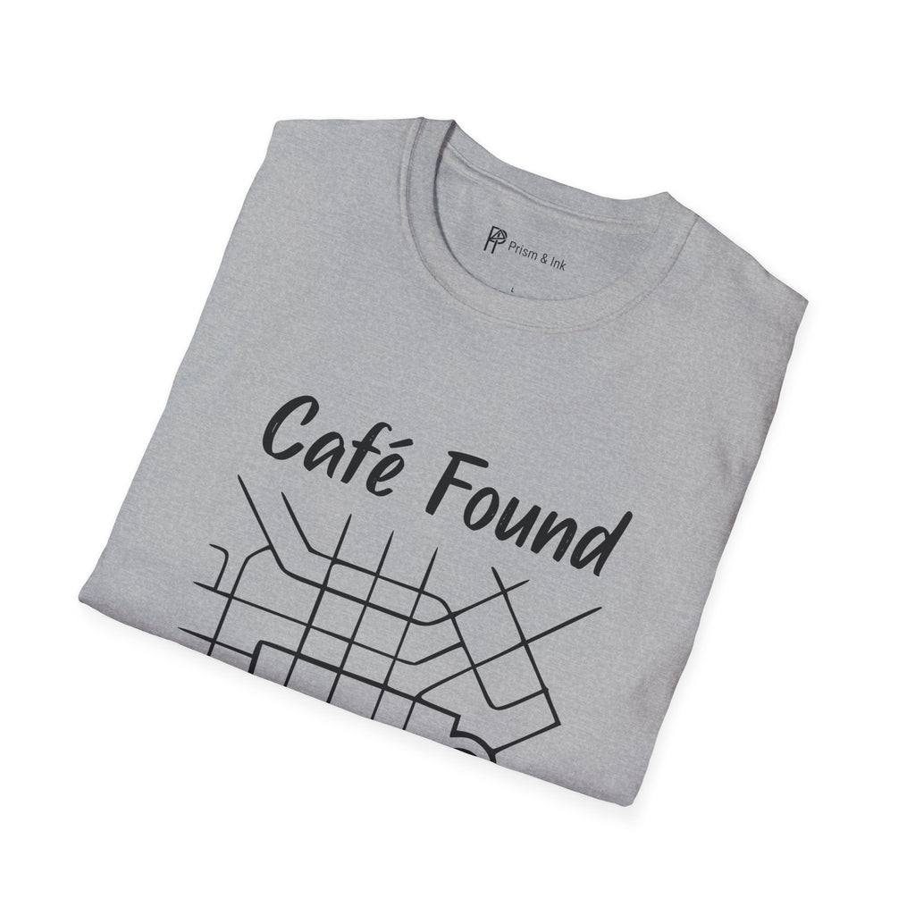 Café Found T-Shirt — Urban Map Grid and Cup Graph