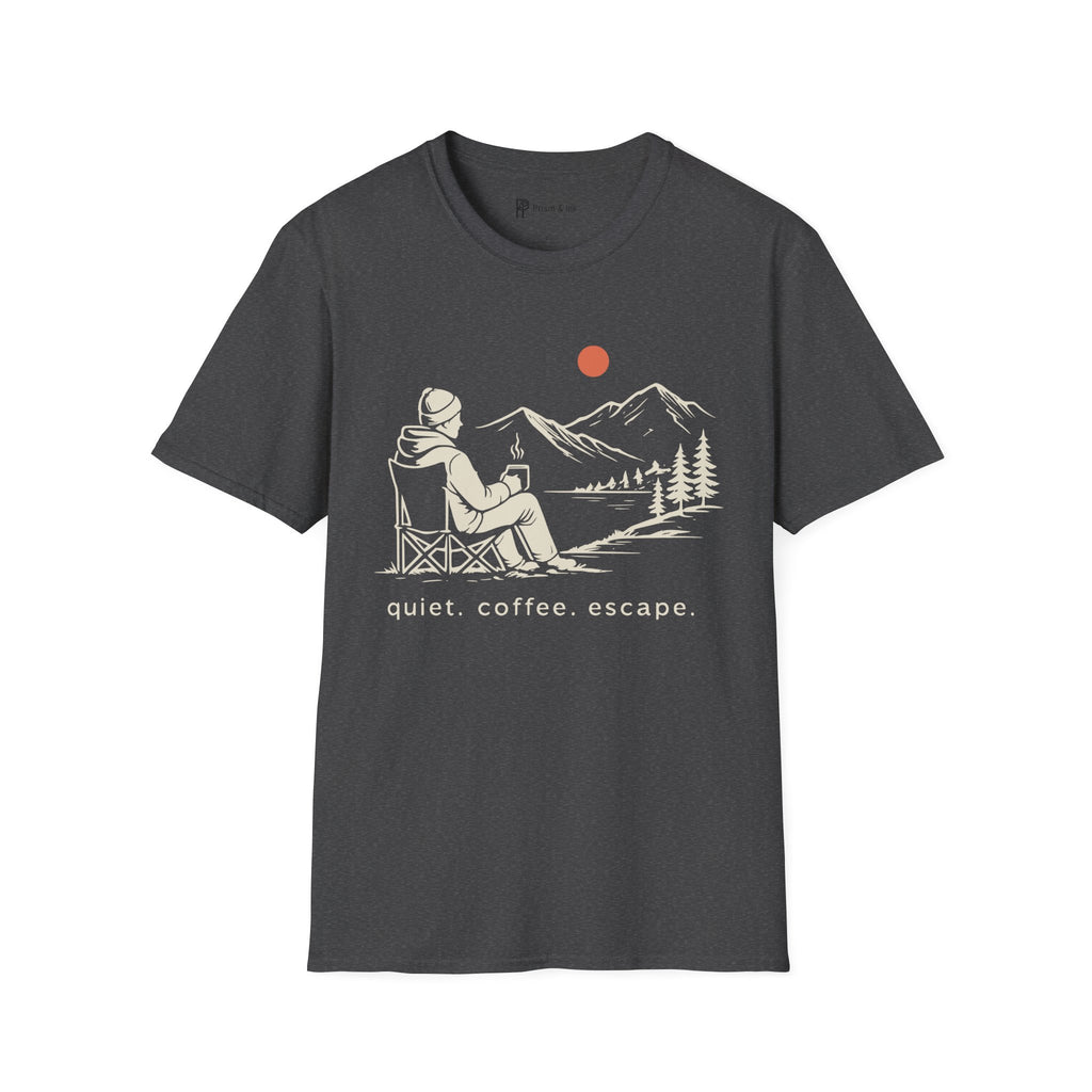 Quiet Coffee Escape Mountain Camping T-Shirt