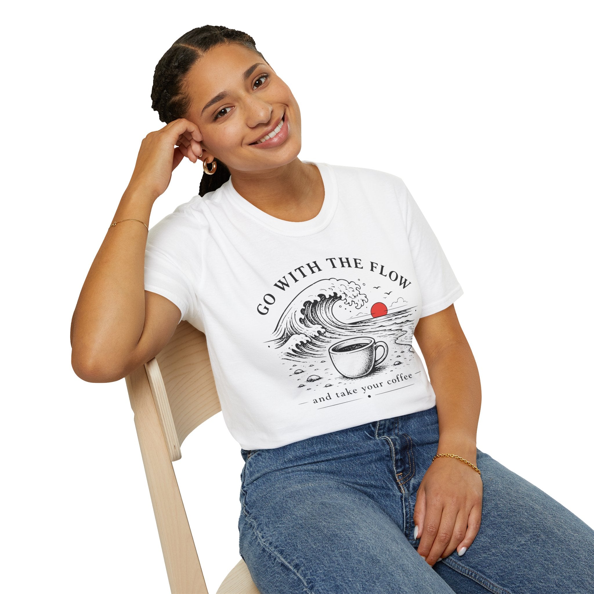 Go With The Flow Great Wave Coffee T-Shirt