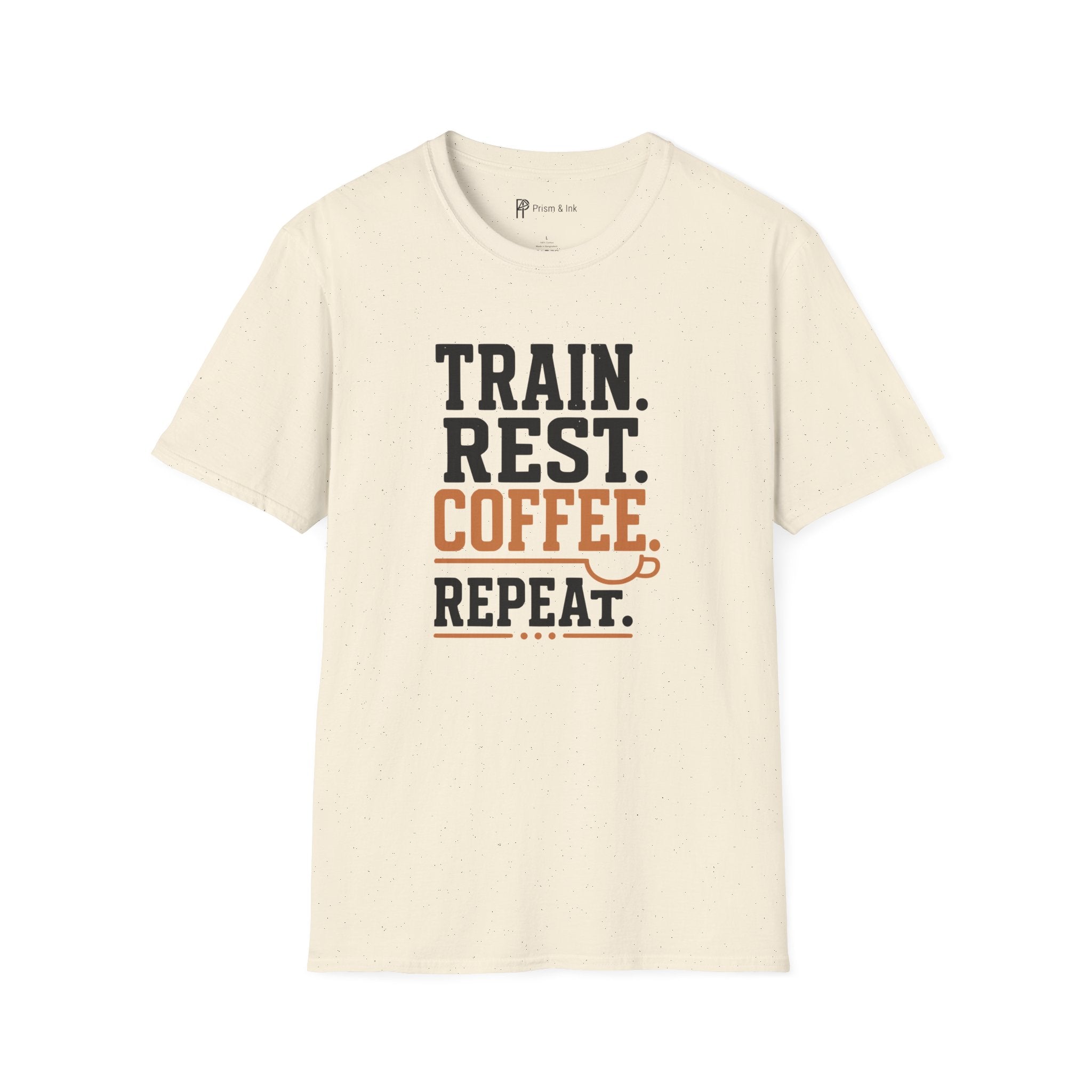 Train Rest Coffee Repeat Minimalist Gym Coffee T-Shirt