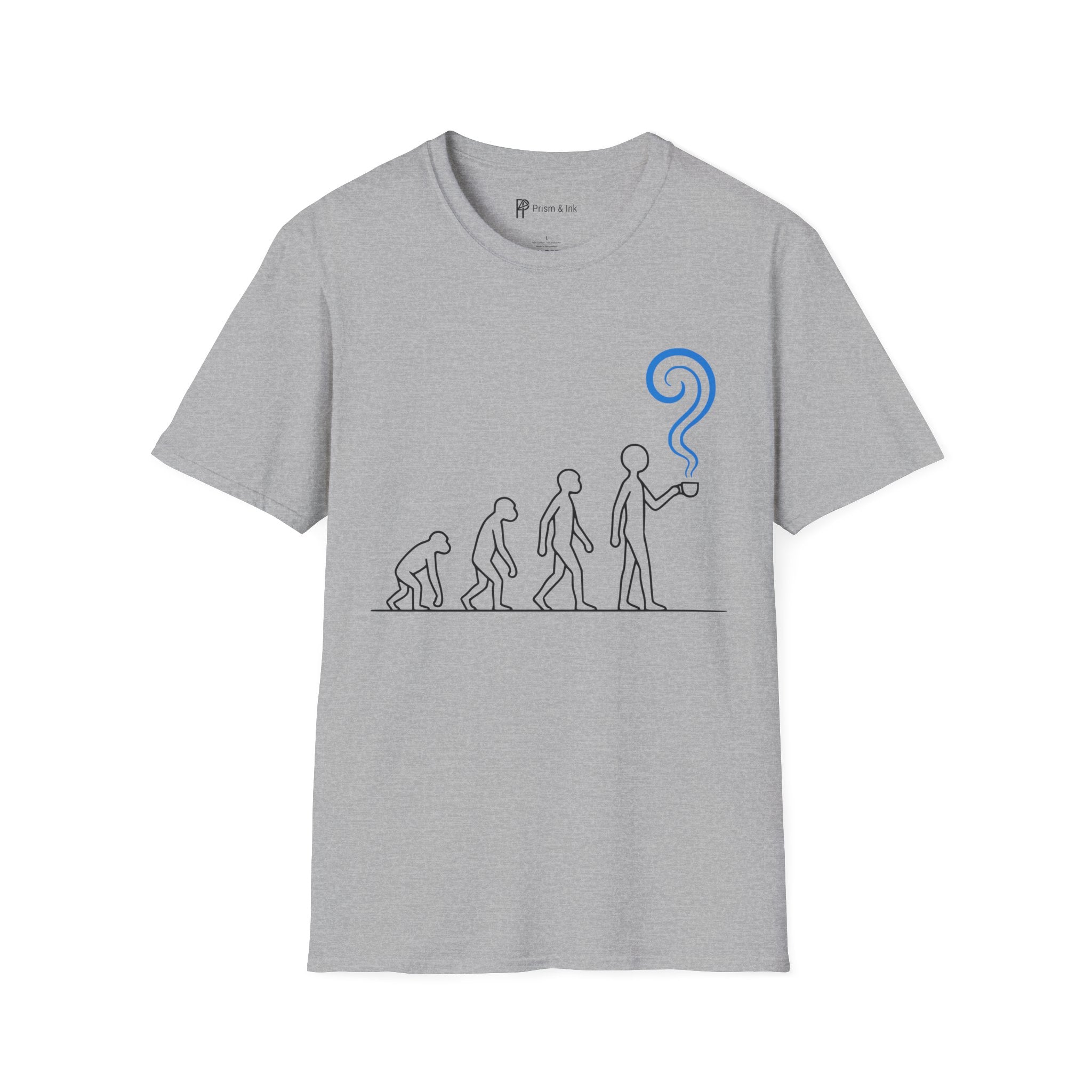 Evolution of Caffeine T-Shirt — Minimalist Human Progress & Coffee Inspiration Art