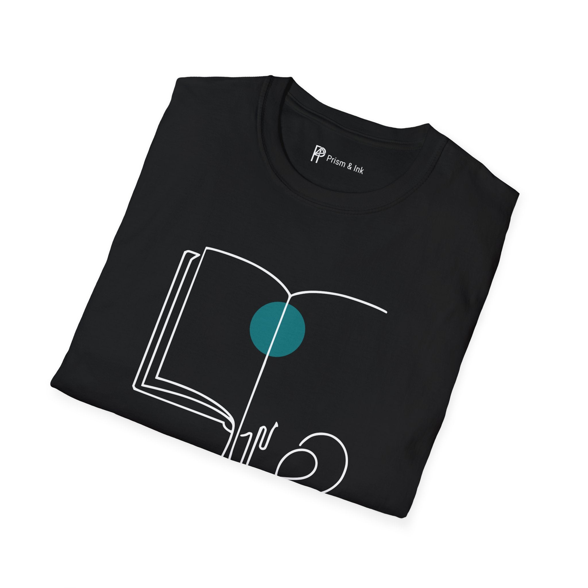 Brewed Knowledge T-Shirt — Minimalist Book and Coffee Drip