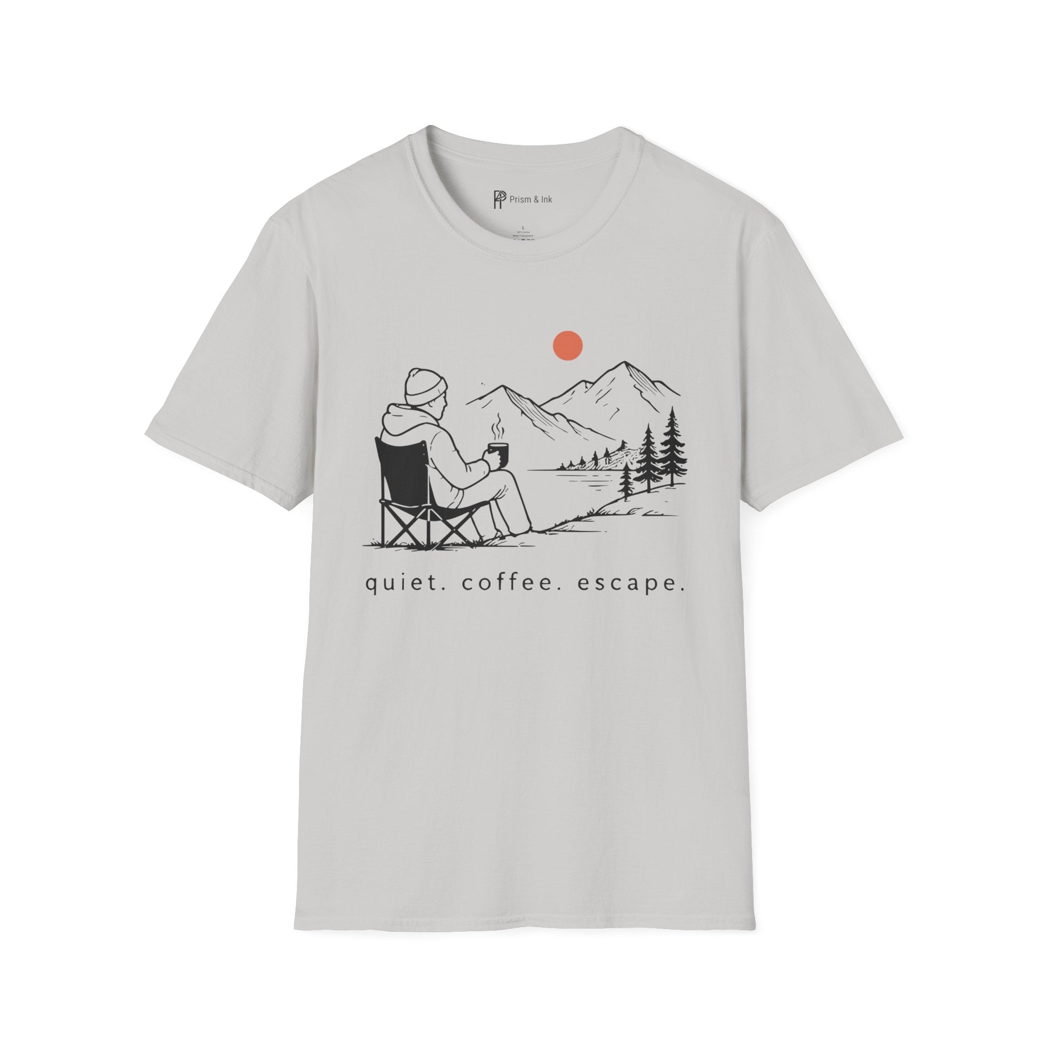 Quiet Coffee Escape Mountain Camping T-Shirt