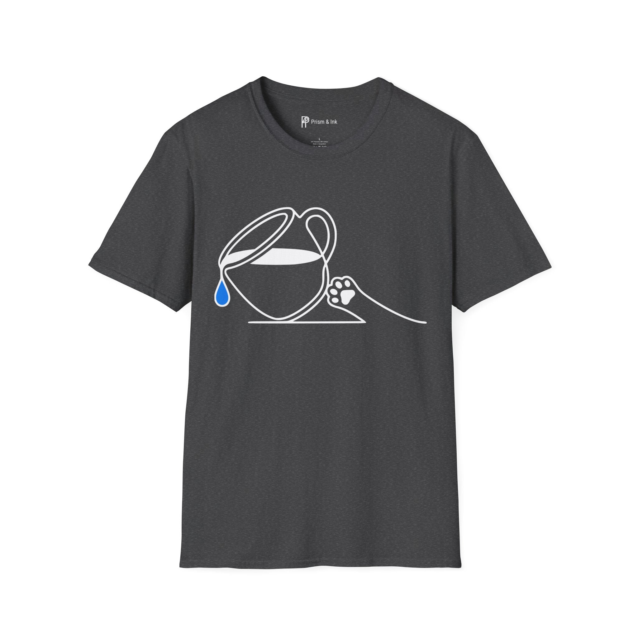 Pure Brewing Paws T-Shirt — Minimalist Coffee Drop & Pet Paw Graphic
