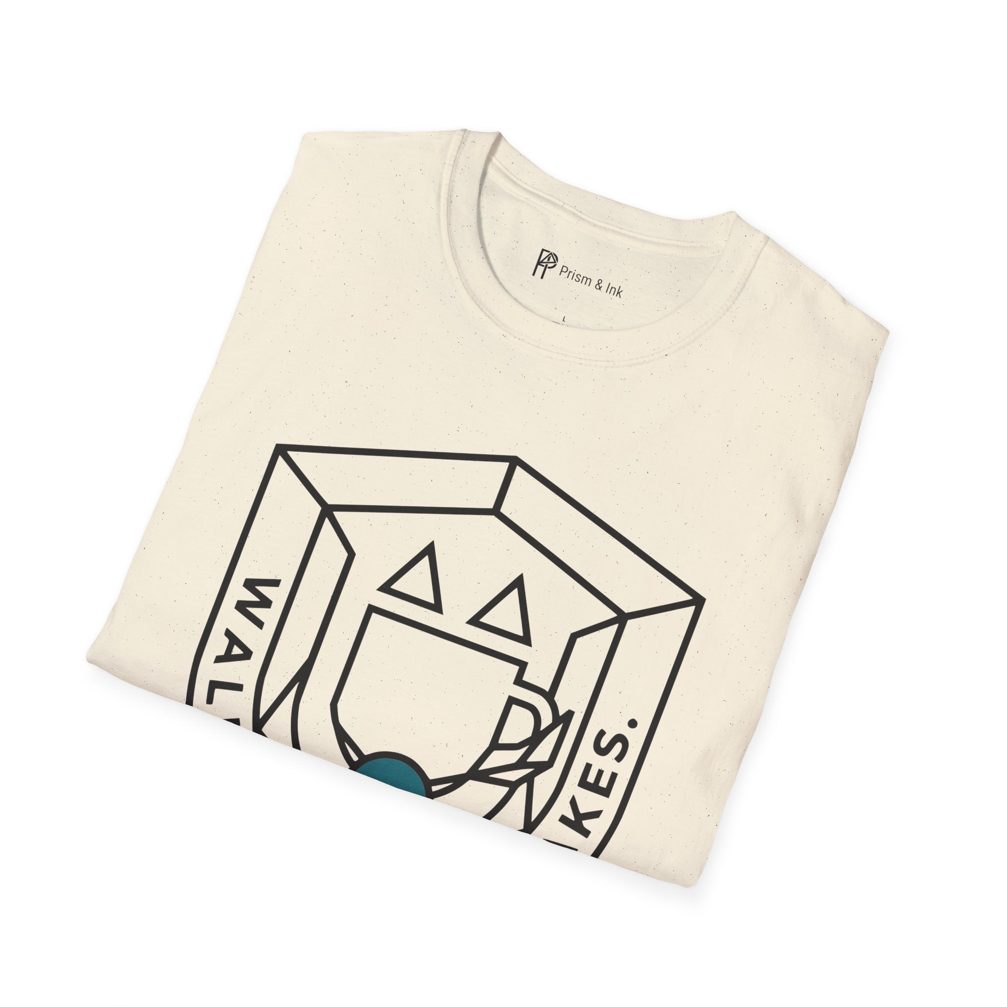 Walks, Wags & Wakes T-Shirt — Geometric Dog and Coffee Crest Graph