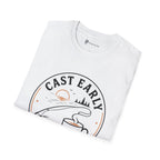Cast Early Pour Slow Fishing Coffee T-Shirt