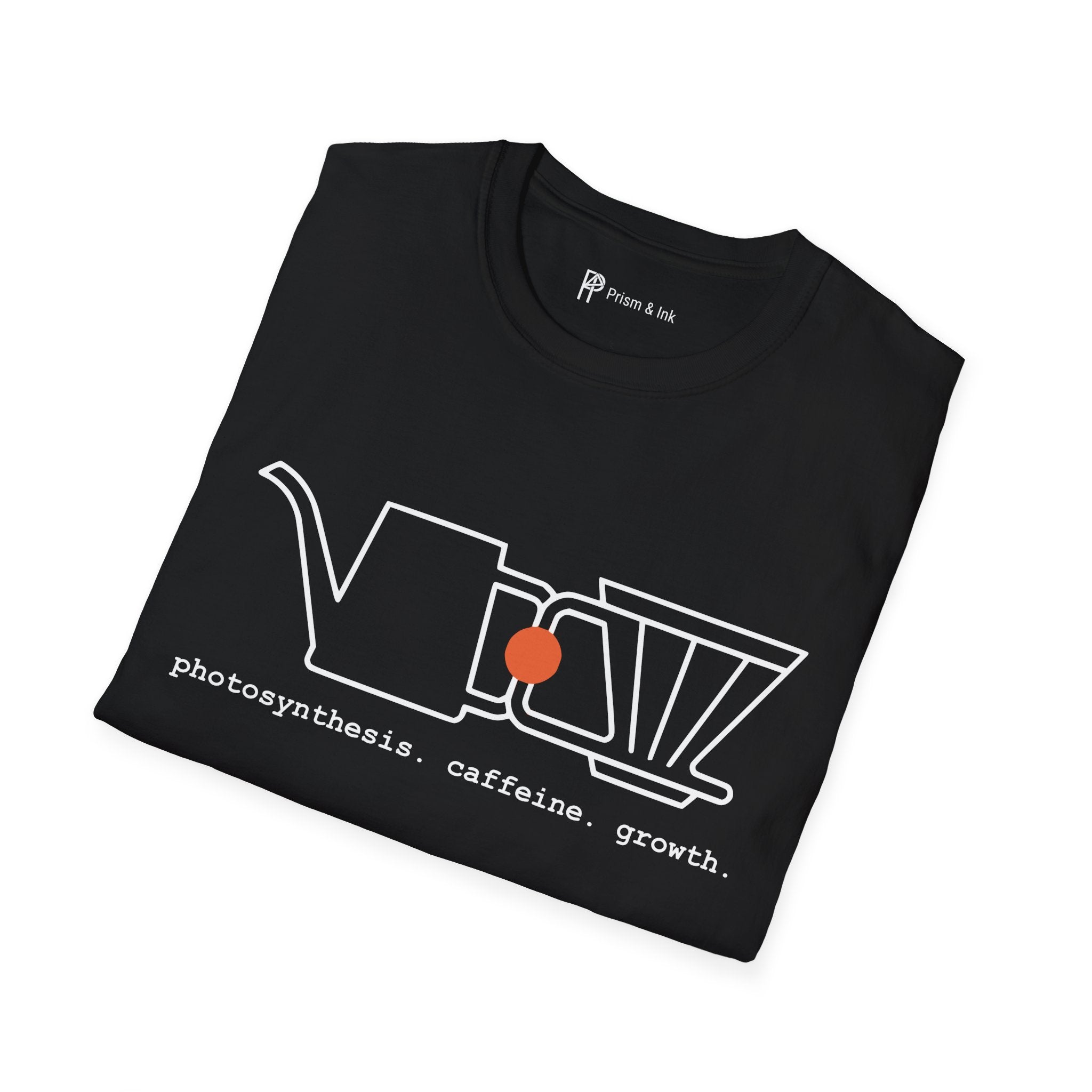 photosynthesis caffeine growth T-Shirt — Minimalist Watering Can & Coffee Dripper "Growth" Art