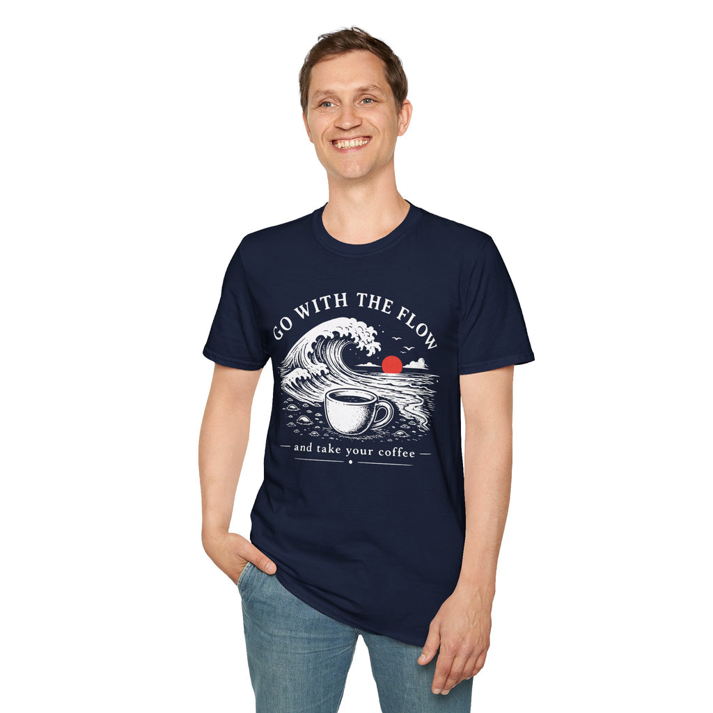 Go With The Flow Great Wave Coffee T-Shirt
