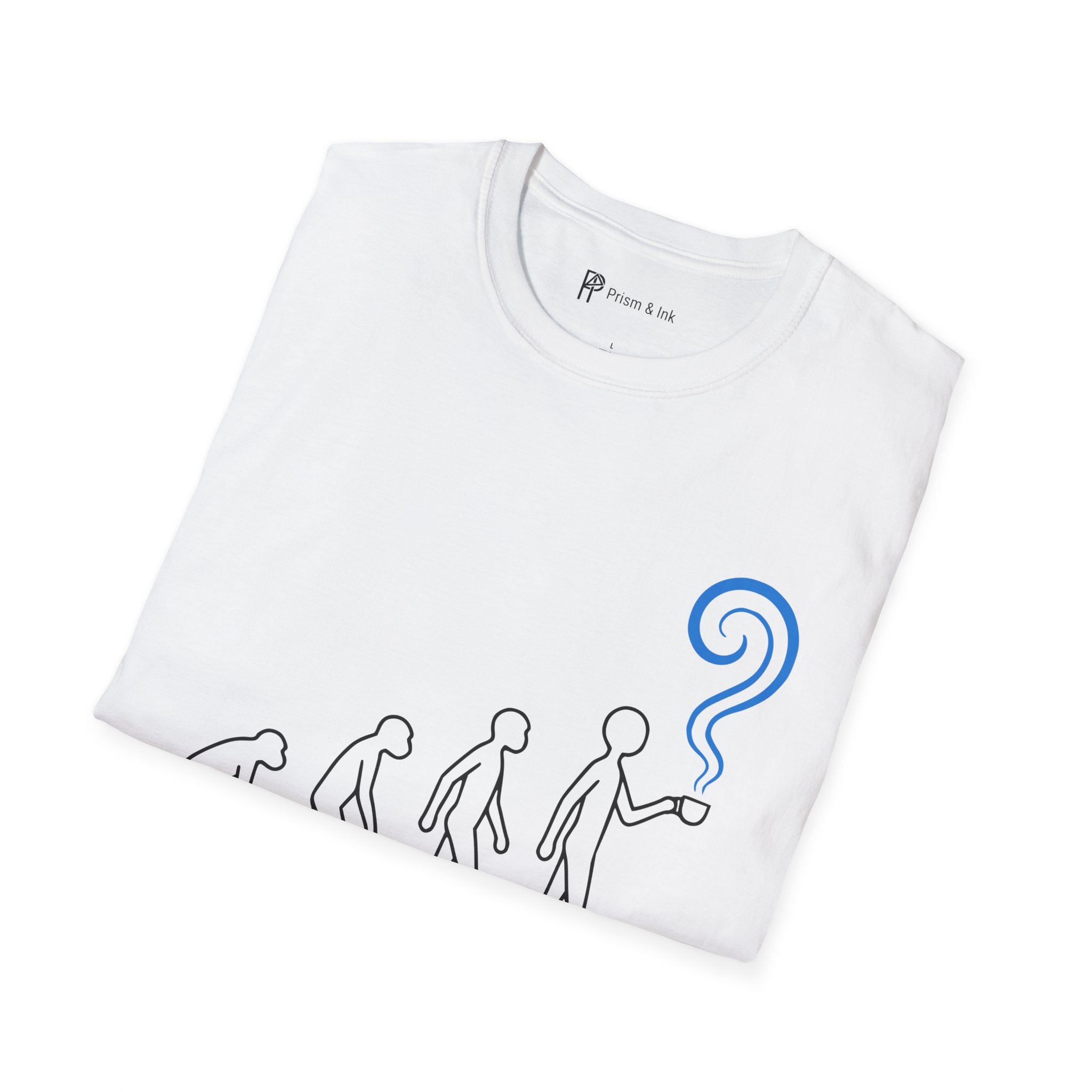 Evolution of Caffeine T-Shirt — Minimalist Human Progress & Coffee Inspiration Art