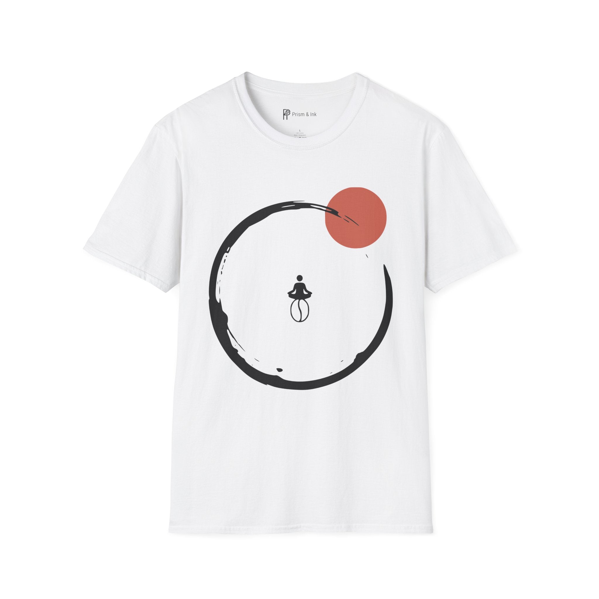 Caffeine Zen T-Shirt — Enso Circle and Meditating Coffee Bean