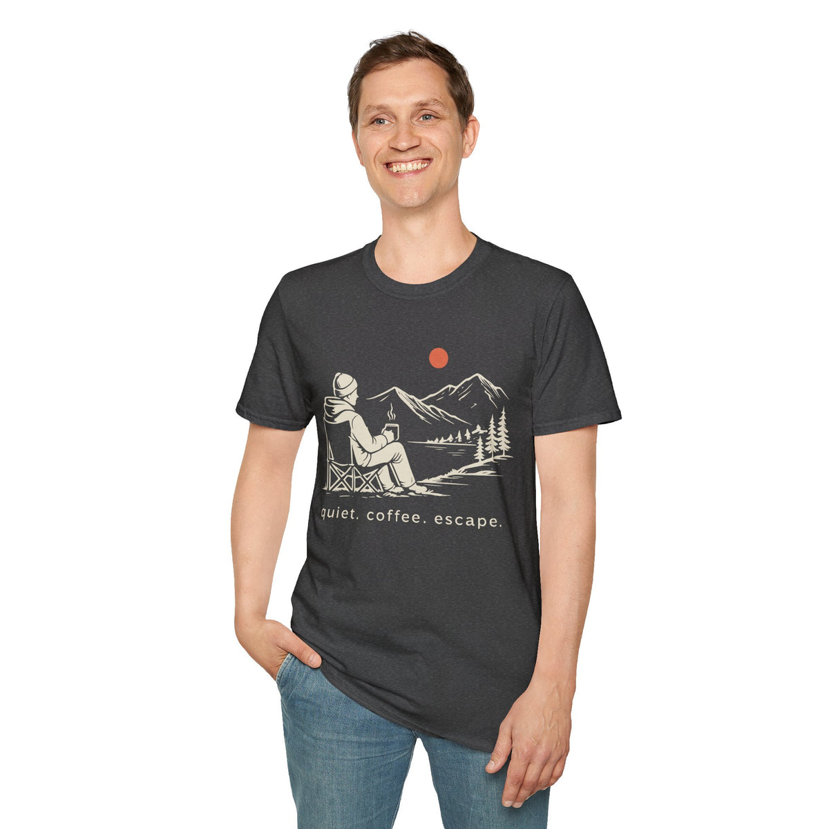 Quiet Coffee Escape Mountain Camping T-Shirt