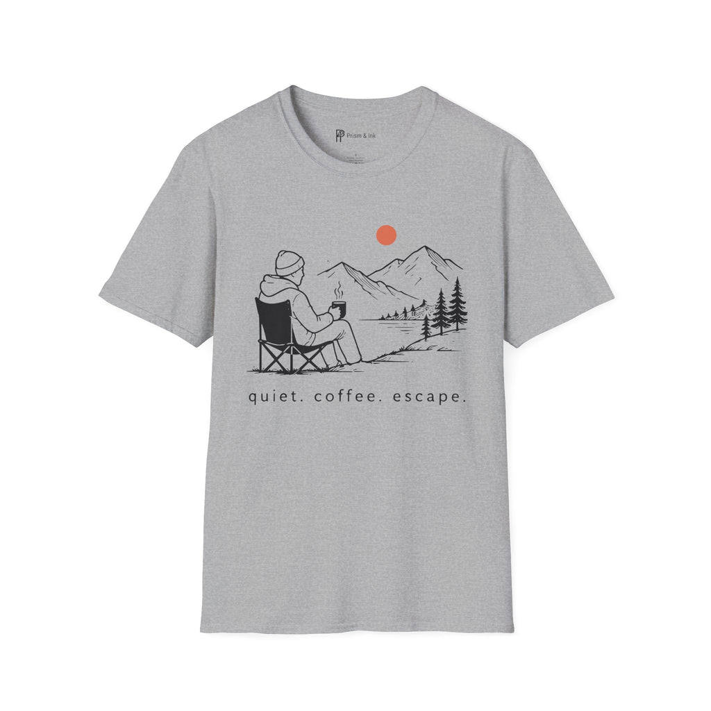 Quiet Coffee Escape Mountain Camping T-Shirt