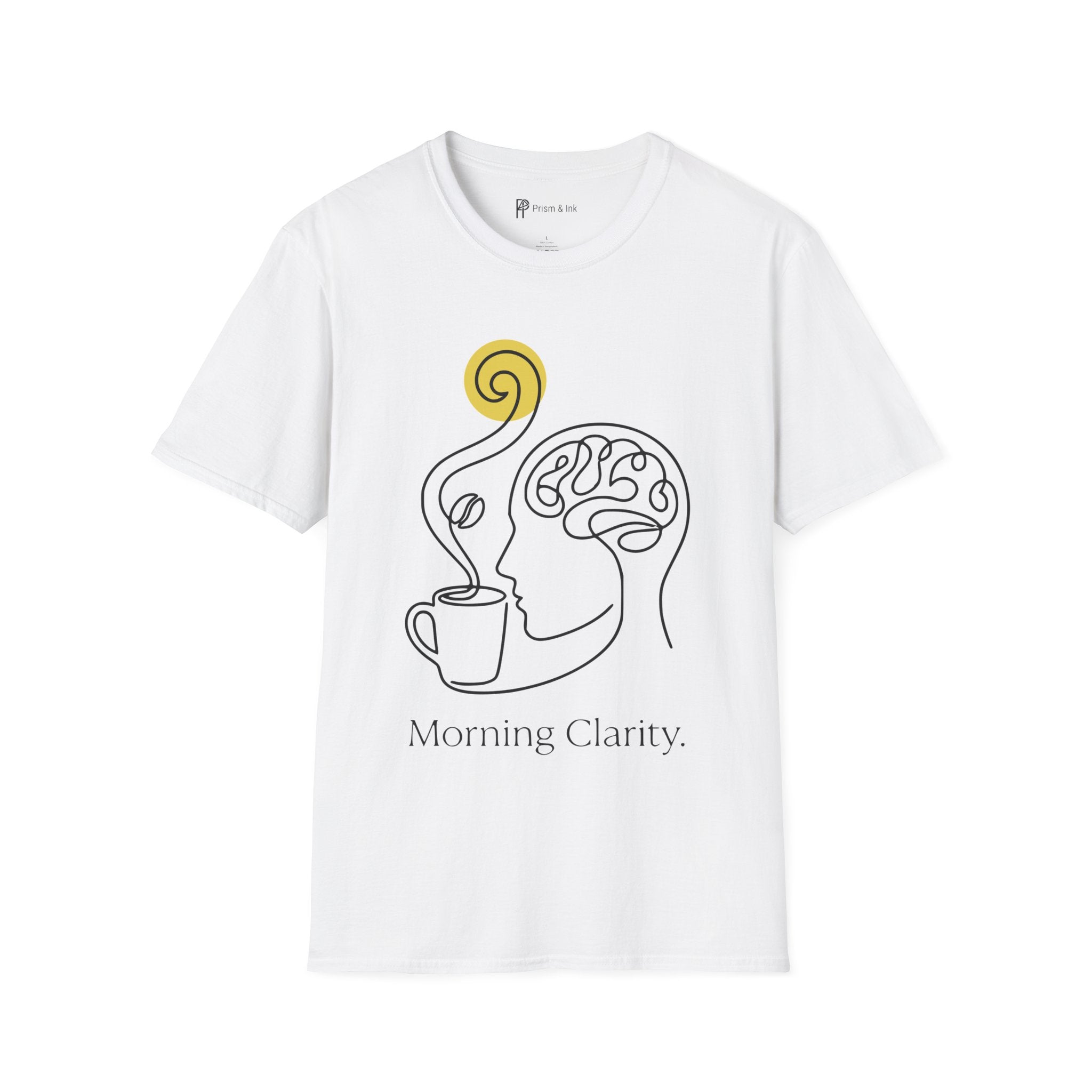 Morning Clarity T-Shirt — Minimalist Neural Brew & Brain Line Art