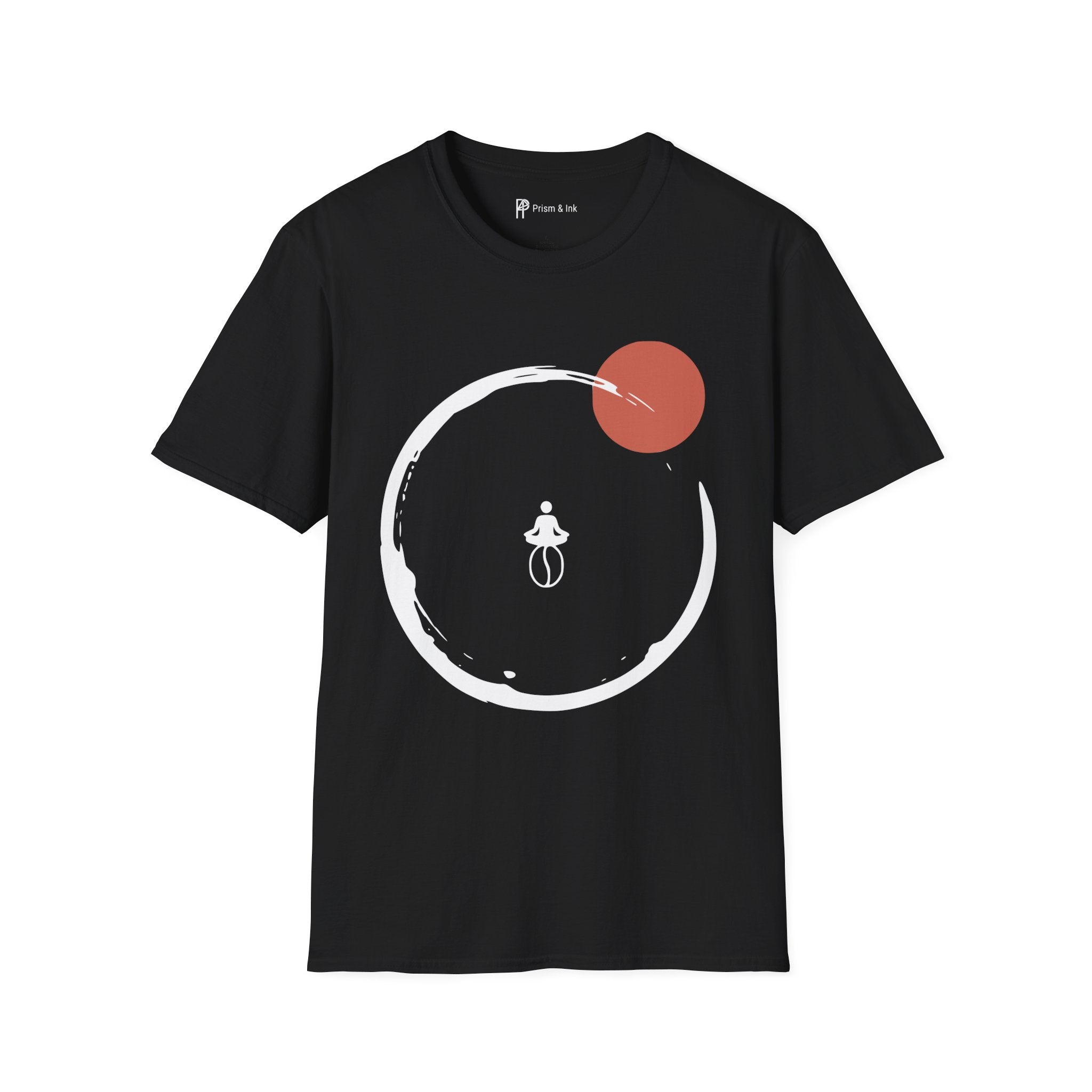 Caffeine Zen T-Shirt — Enso Circle and Meditating Coffee Bean