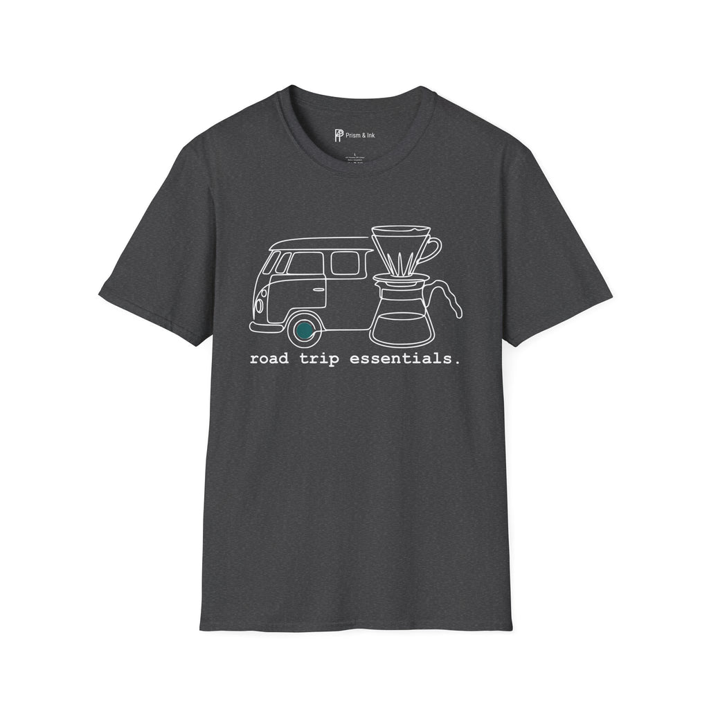 Road Trip Essentials Camper Van & Pour Over Coffee T-Shirt