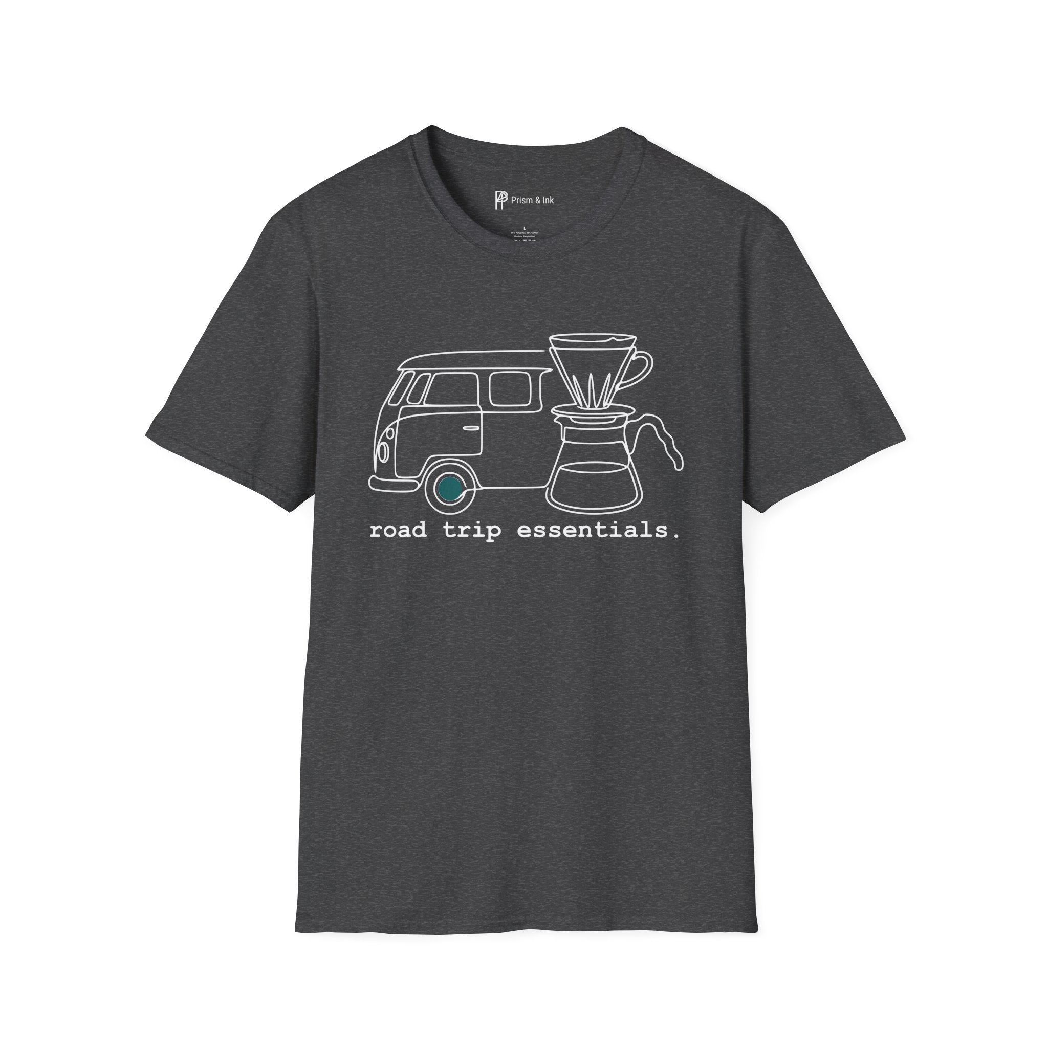 Road Trip Essentials Camper Van & Pour Over Coffee T-Shirt