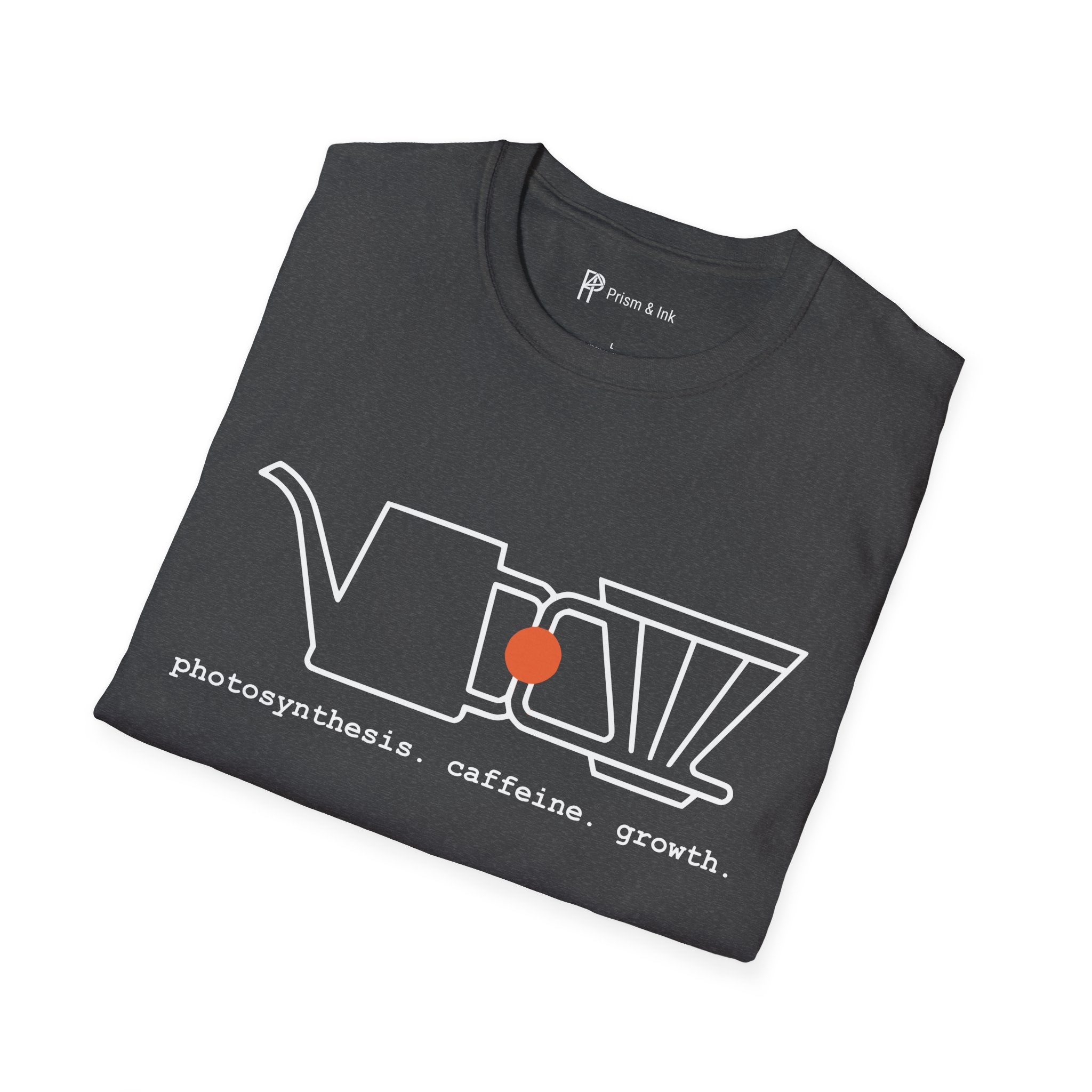 photosynthesis caffeine growth T-Shirt — Minimalist Watering Can & Coffee Dripper "Growth" Art