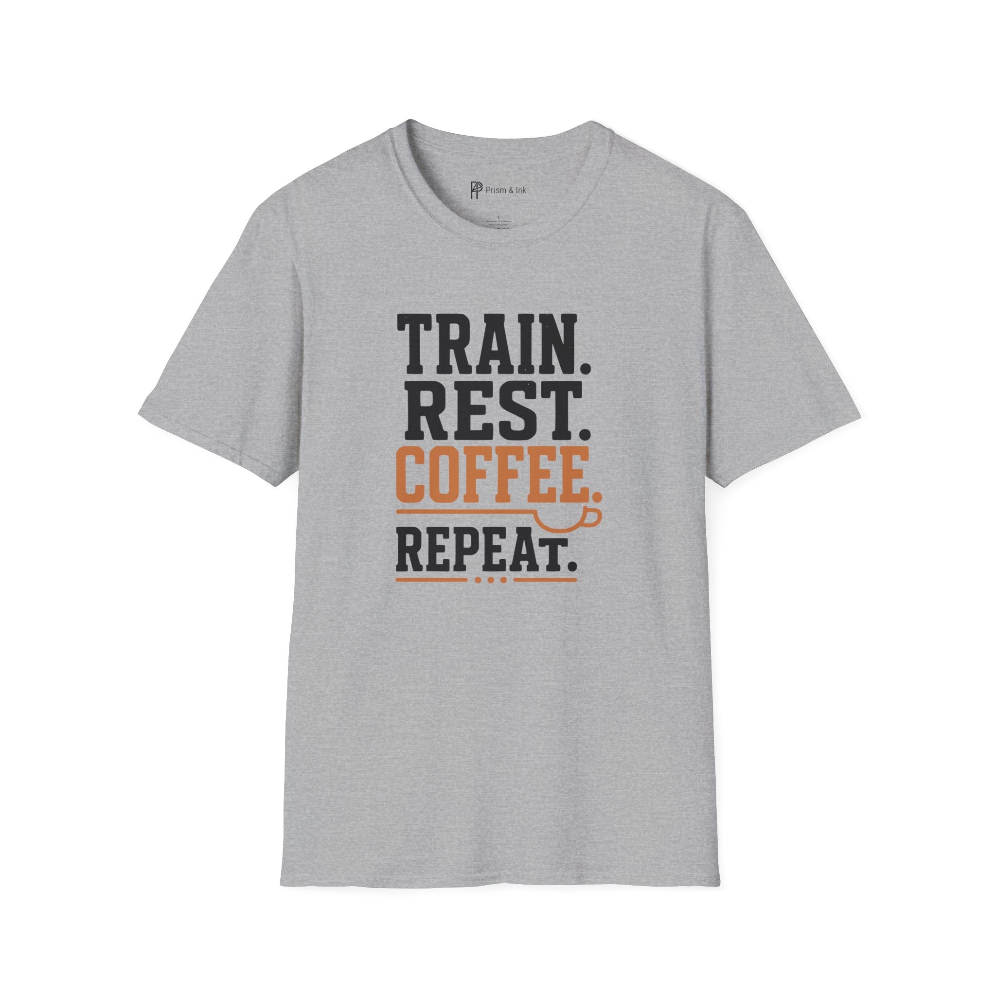Train Rest Coffee Repeat Minimalist Gym Coffee T-Shirt