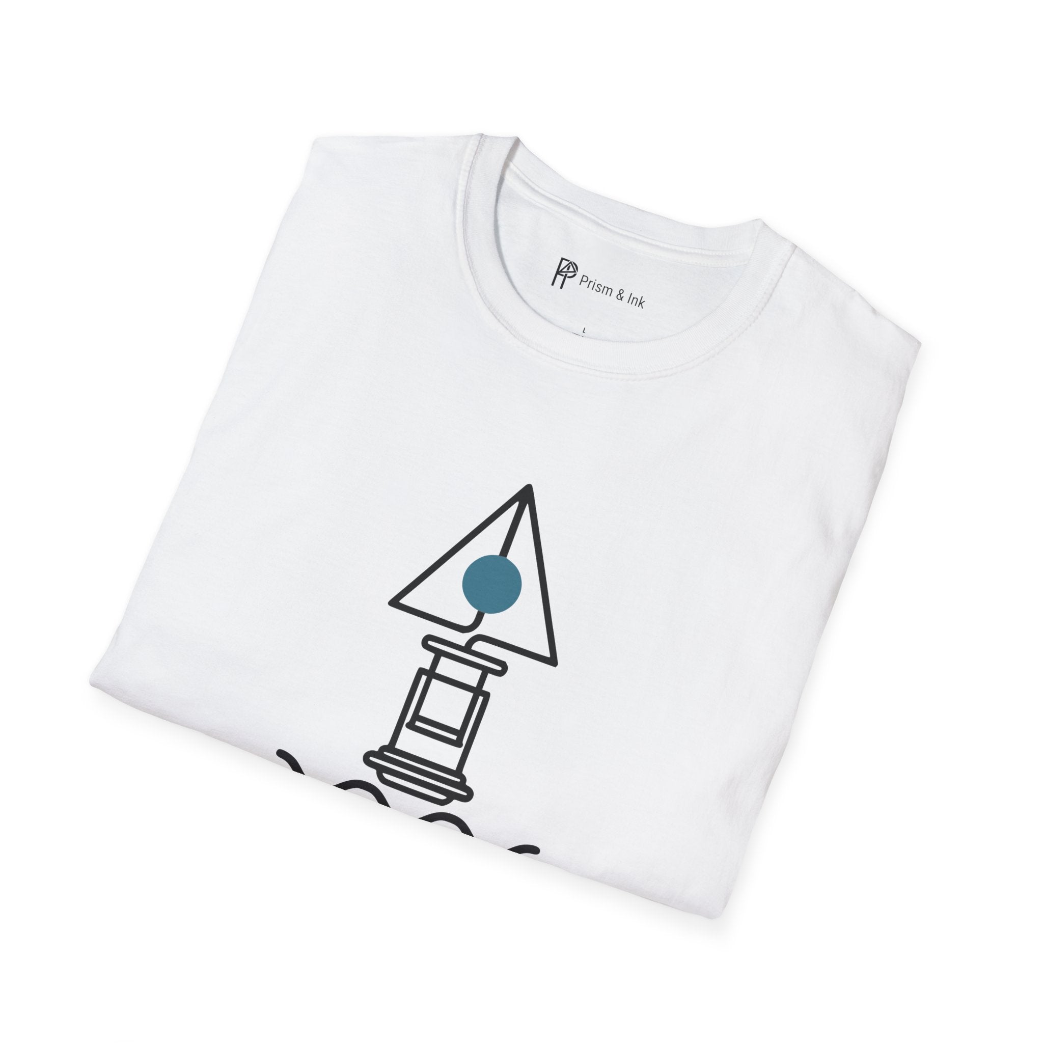 Navigating The Morning Mist T-Shirt — Minimalist Coffee Press & Maritime Buoy Art