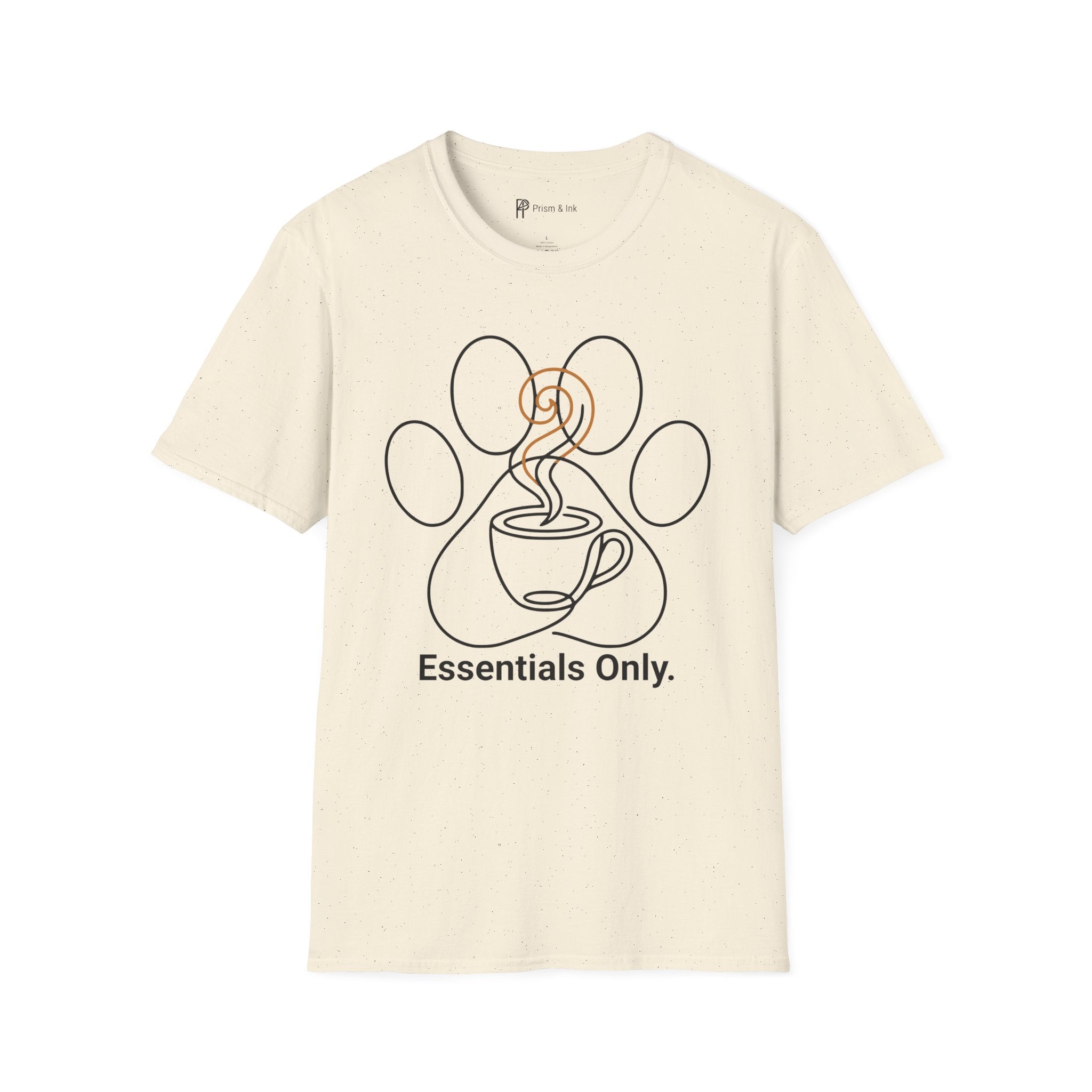 Minimalist Paw and Coffee Cup T-Shirt
