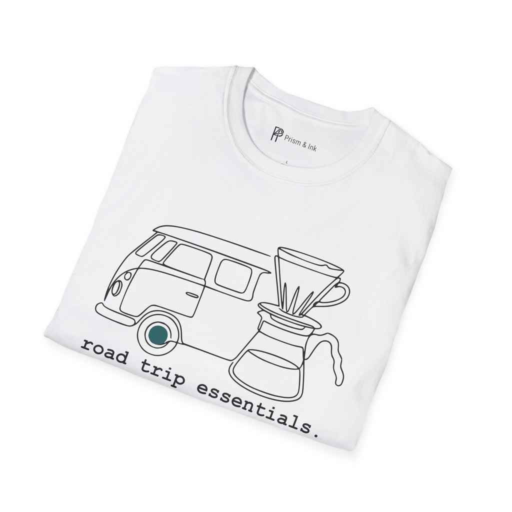 Road Trip Essentials Camper Van & Pour Over Coffee T-Shirt
