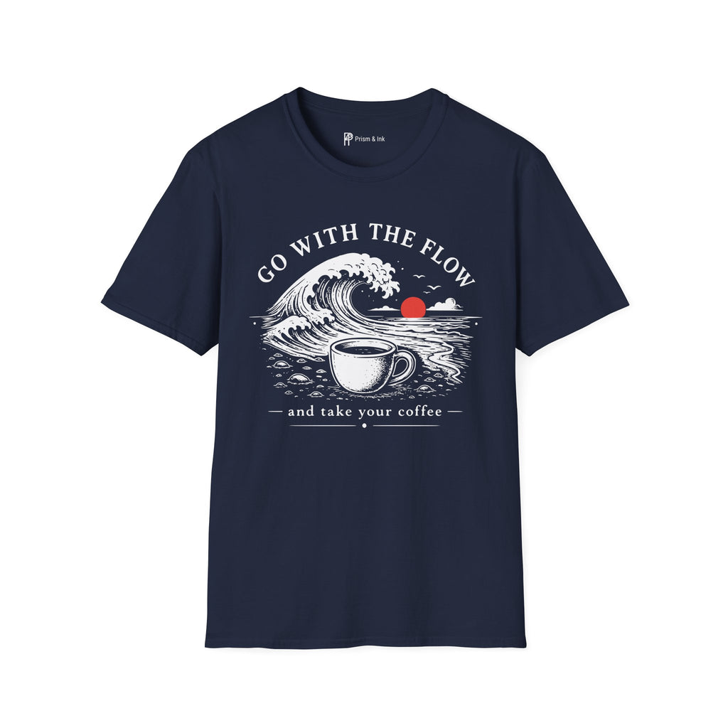 Go With The Flow Great Wave Coffee T-Shirt