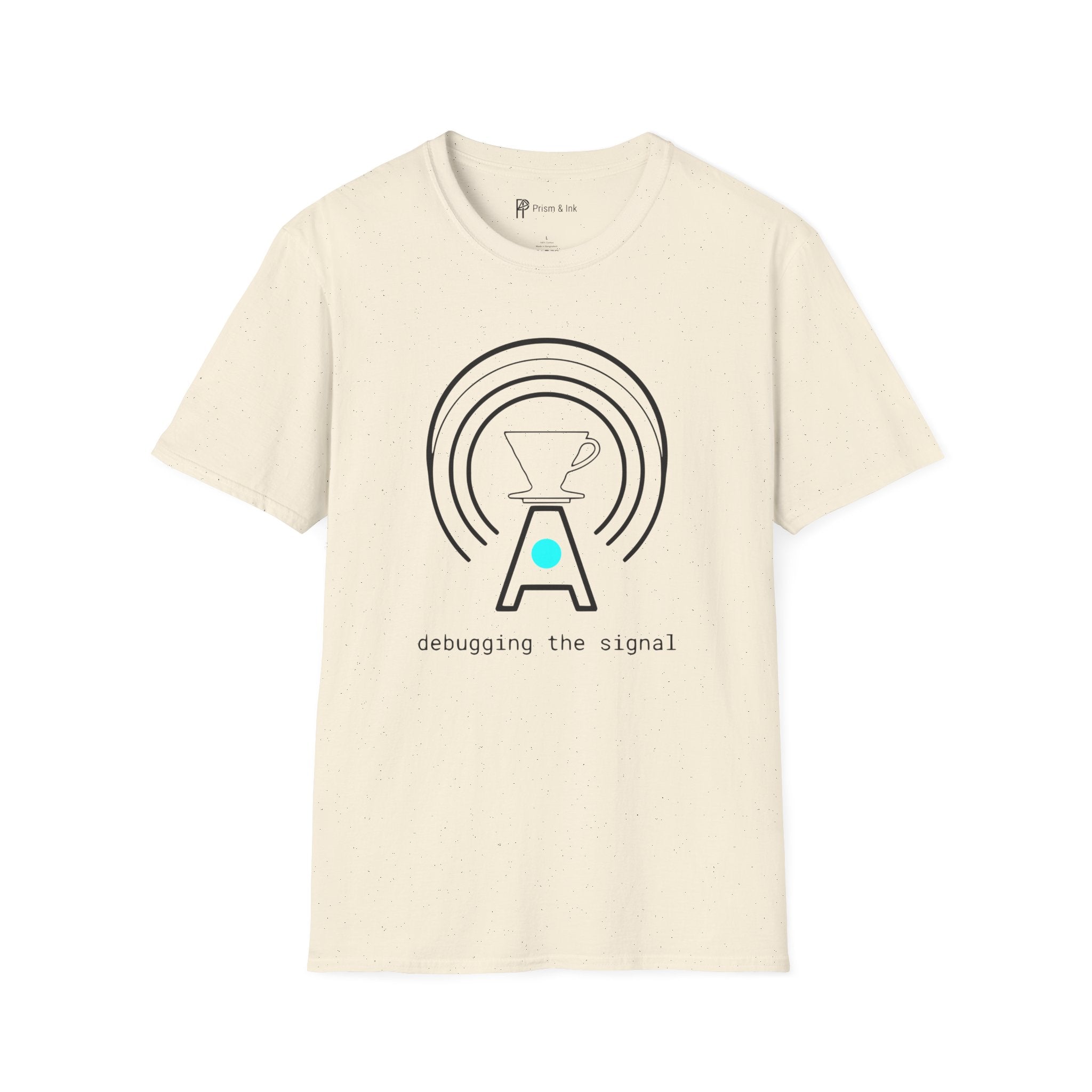 Debugging The Signal T-Shirt — Minimalist Antenna & Coffee Filter Art