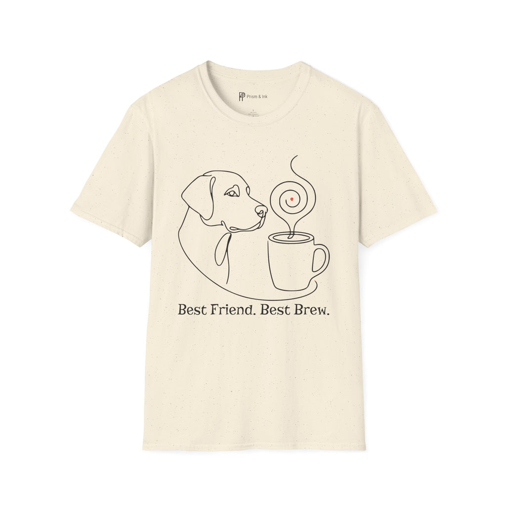 Best Friend Best Brew Minimalist Dog & Coffee Line Art T-Shirt