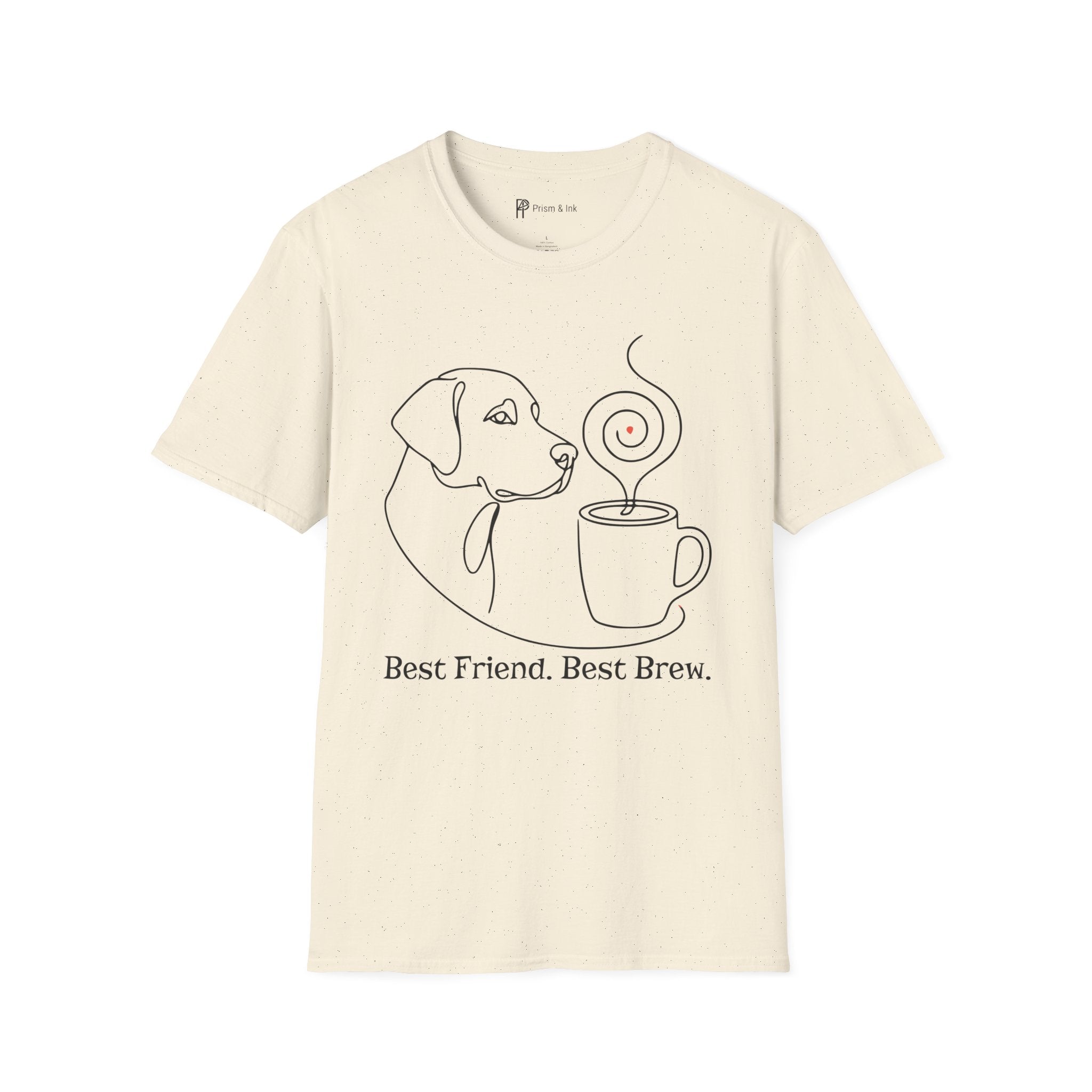 Best Friend Best Brew Minimalist Dog & Coffee Line Art T-Shirt