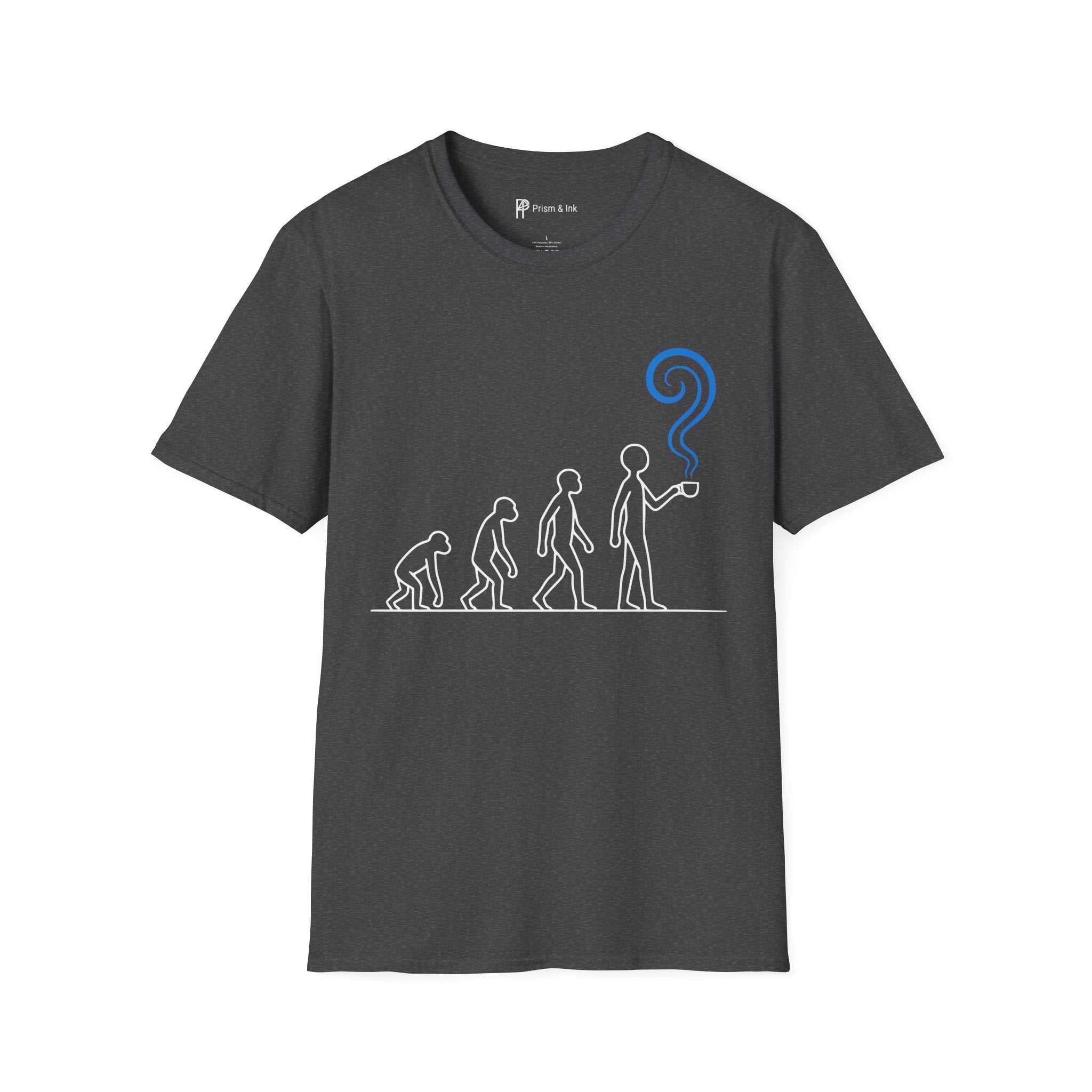 Evolution of Caffeine T-Shirt — Minimalist Human Progress & Coffee Inspiration Art