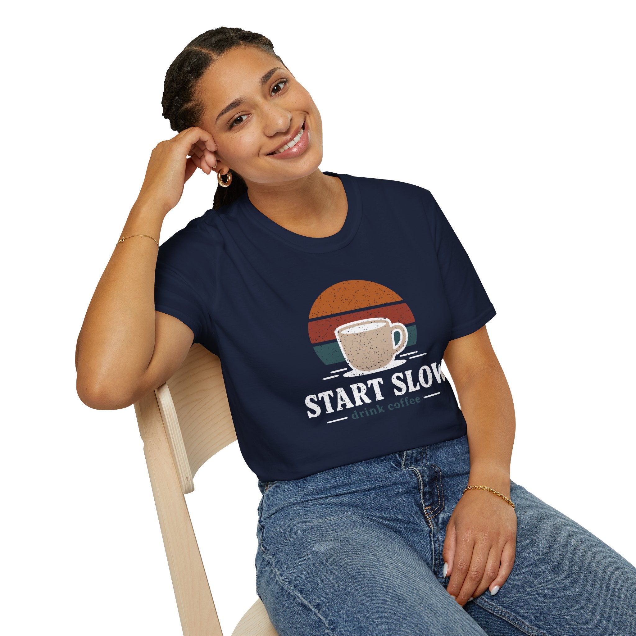 Start Slow Retro Sunset Coffee Ritual T-Shirt