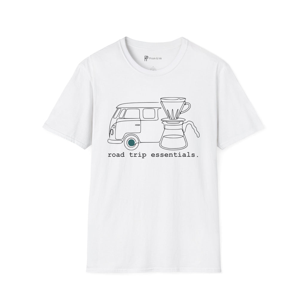 Road Trip Essentials Camper Van & Pour Over Coffee T-Shirt