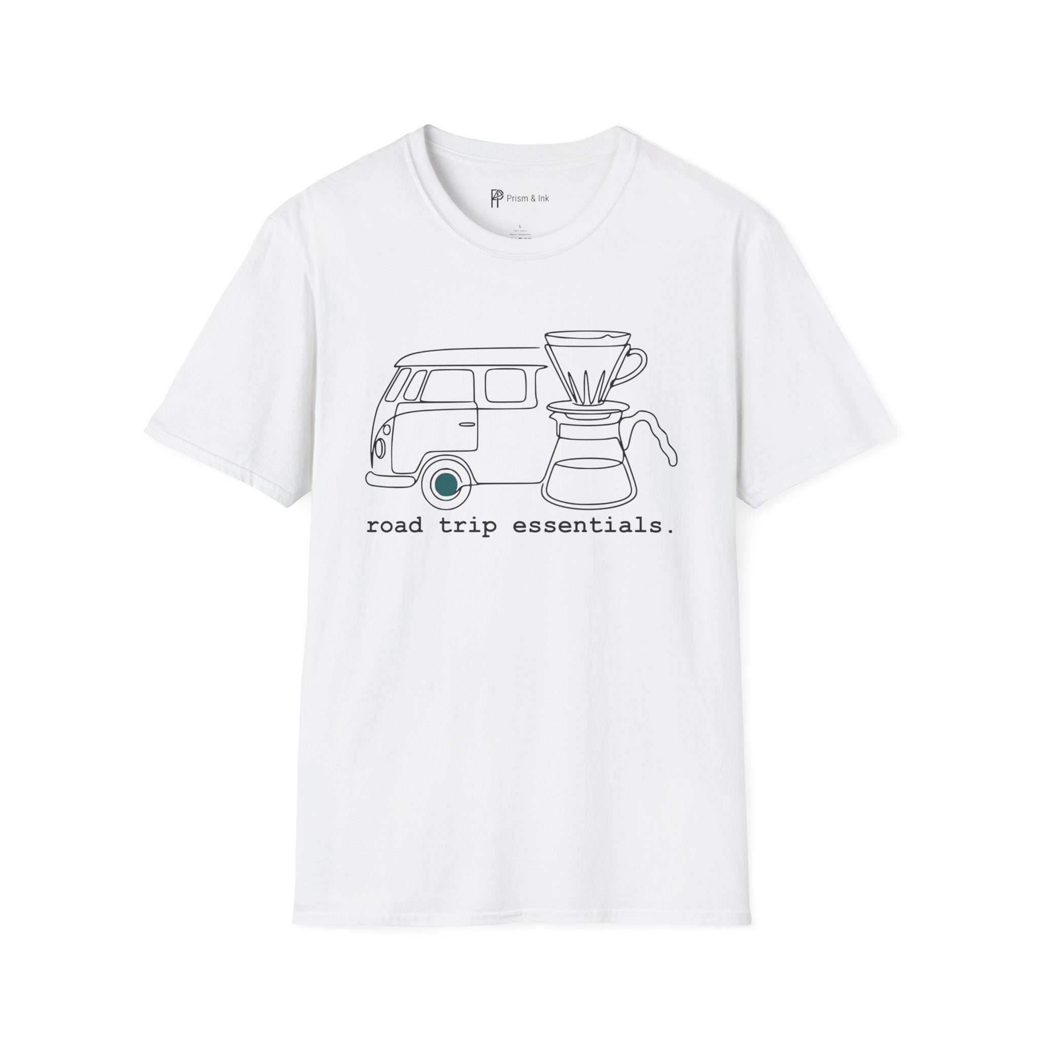 Road Trip Essentials Camper Van & Pour Over Coffee T-Shirt