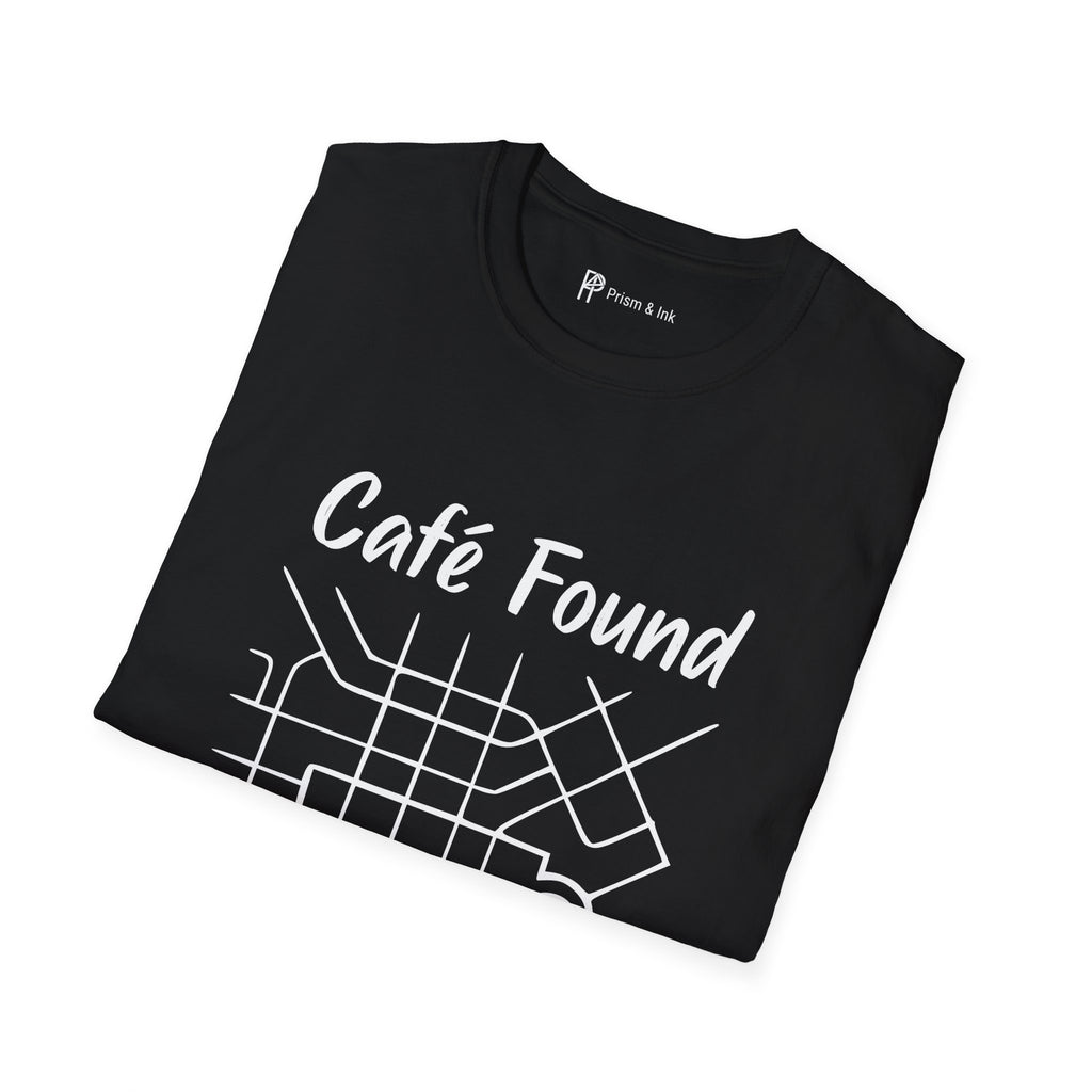 Café Found T-Shirt — Urban Map Grid and Cup Graph