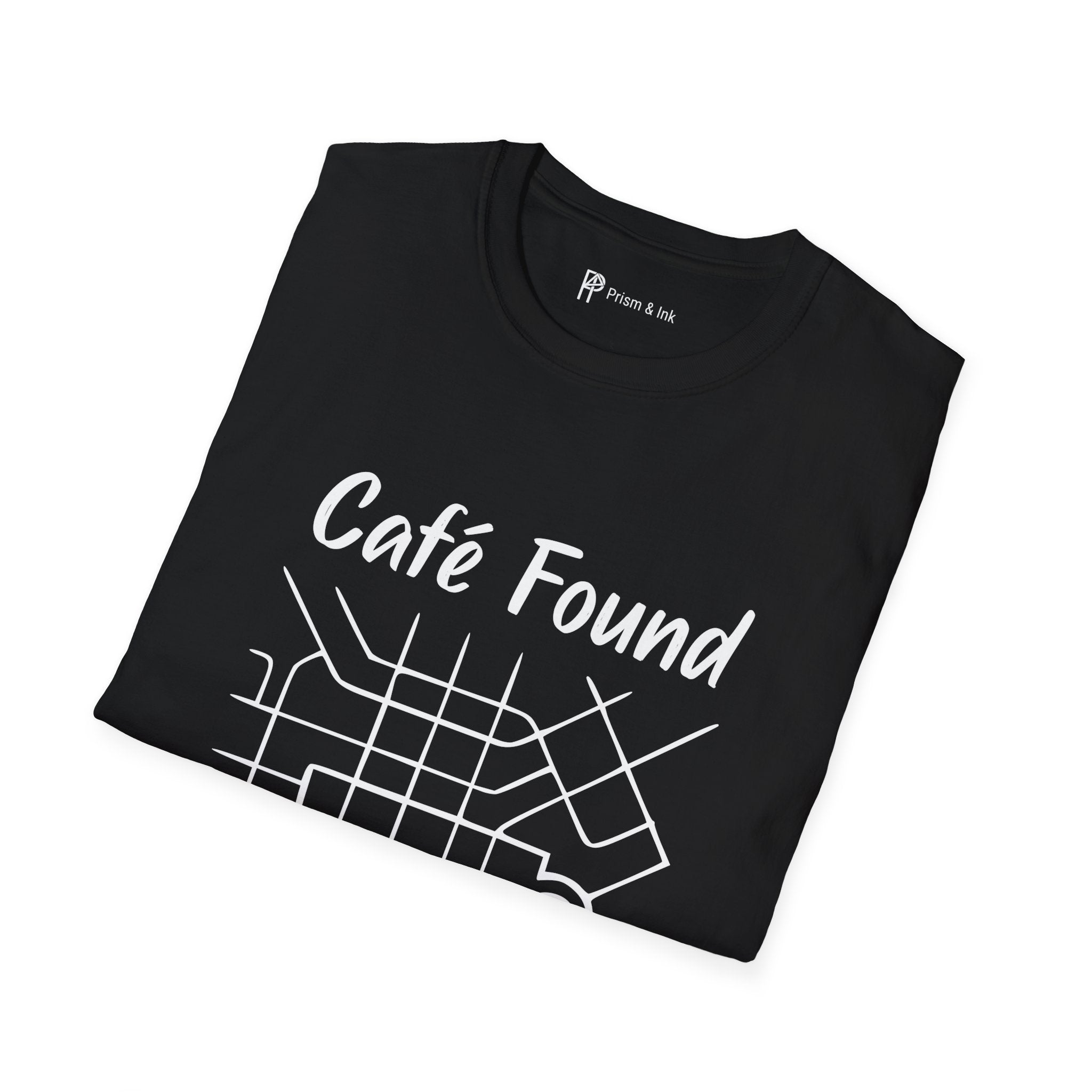 Café Found T-Shirt — Urban Map Grid and Cup Graph
